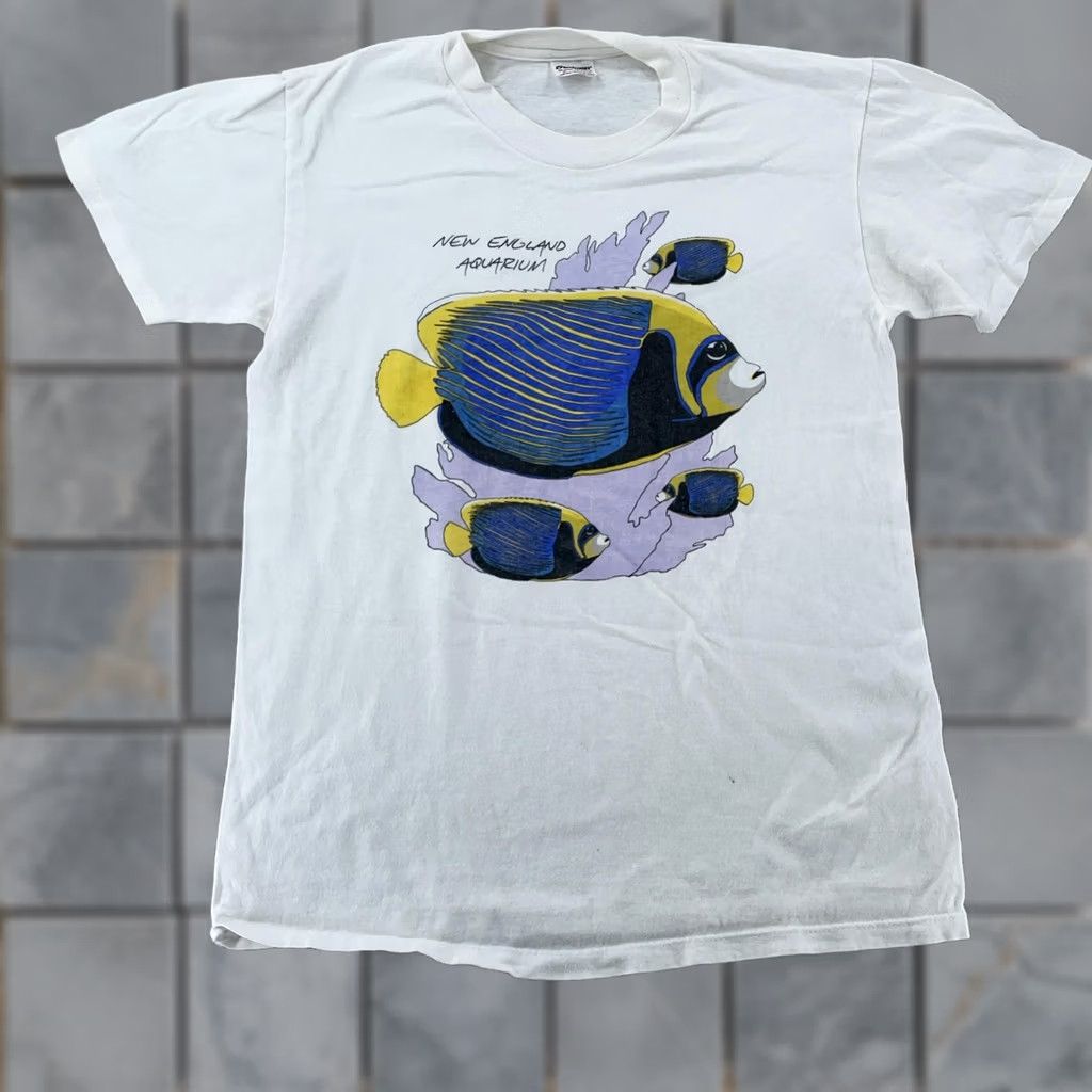 Vintage VINTAGE New England Aquarium Shirt Mens S White Tropical Fish Made USA 90s Size US S / EU 44-46 / 1 - 1 Thumbnail