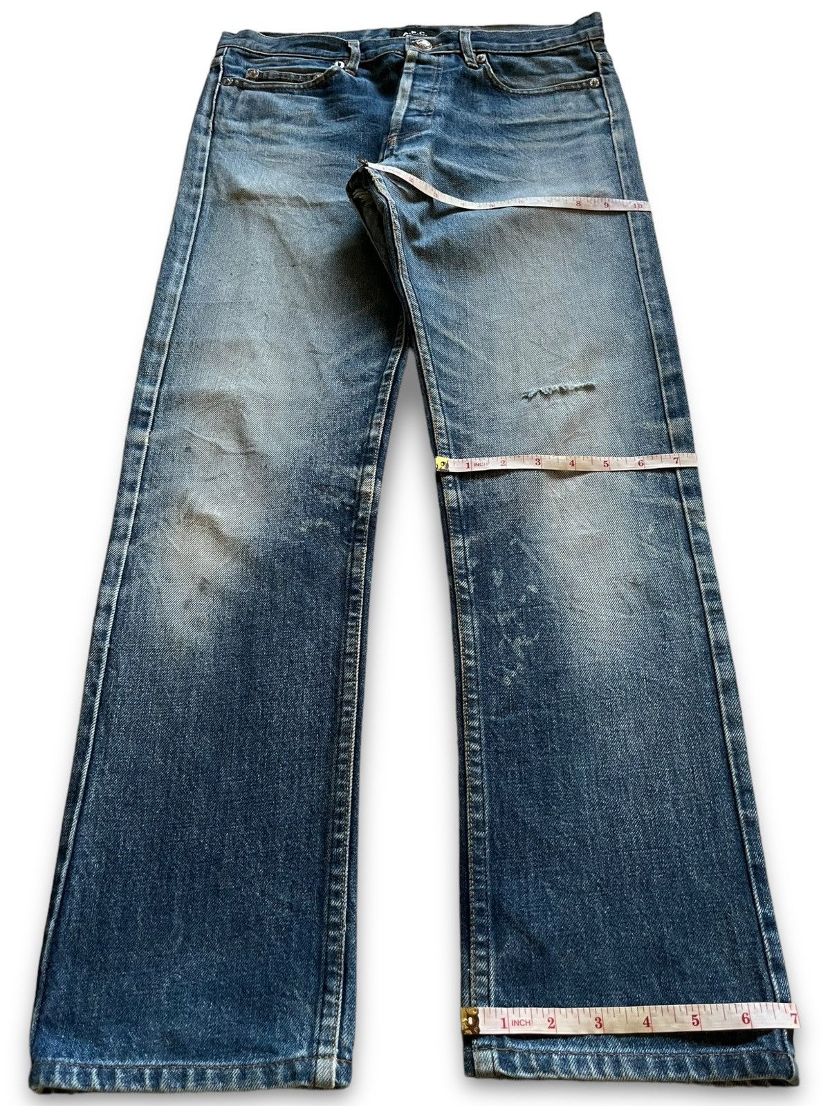 A.P.C. Vintage Apc Paris Button Fly Faded Wash Distressed Jeans Size US 30 / EU 46 - 13 Thumbnail