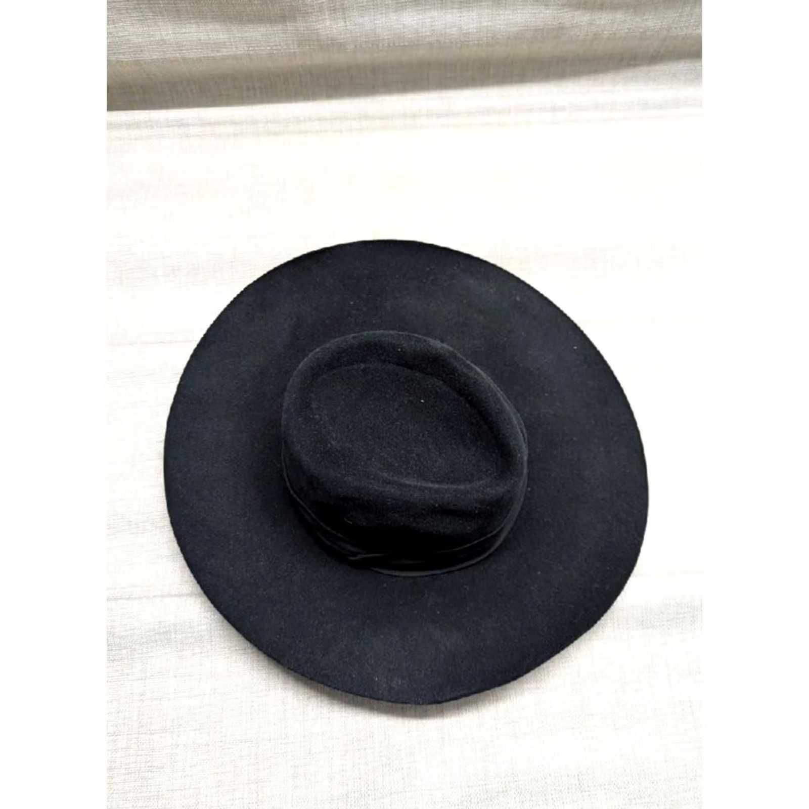 Ralph Lauren VINTAGE Ralph Lauren Hat Fedora Women L Black Felt Fur Wool Wide Brim 1980s Size ONE SIZE - 7 Thumbnail
