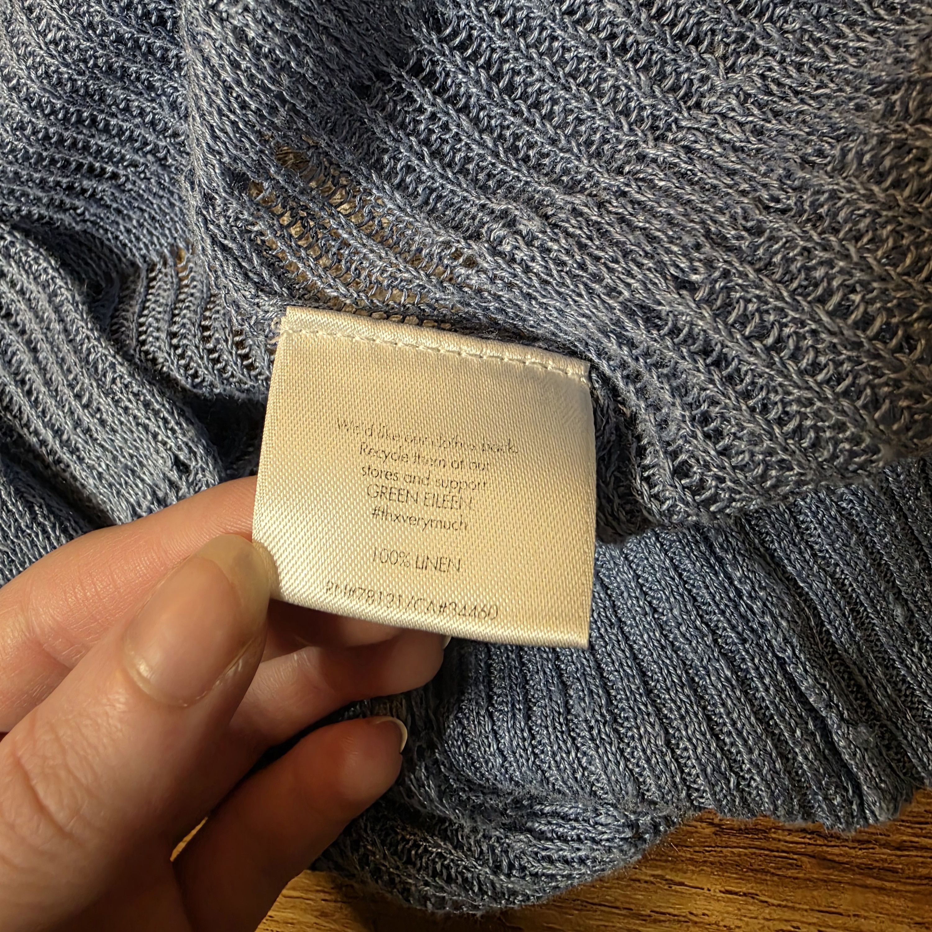 Eileen Fisher Eileen Fisher Blue Linen Open Knit Cardigan Size M / US 6-8 / IT 42-44 - 8 Thumbnail