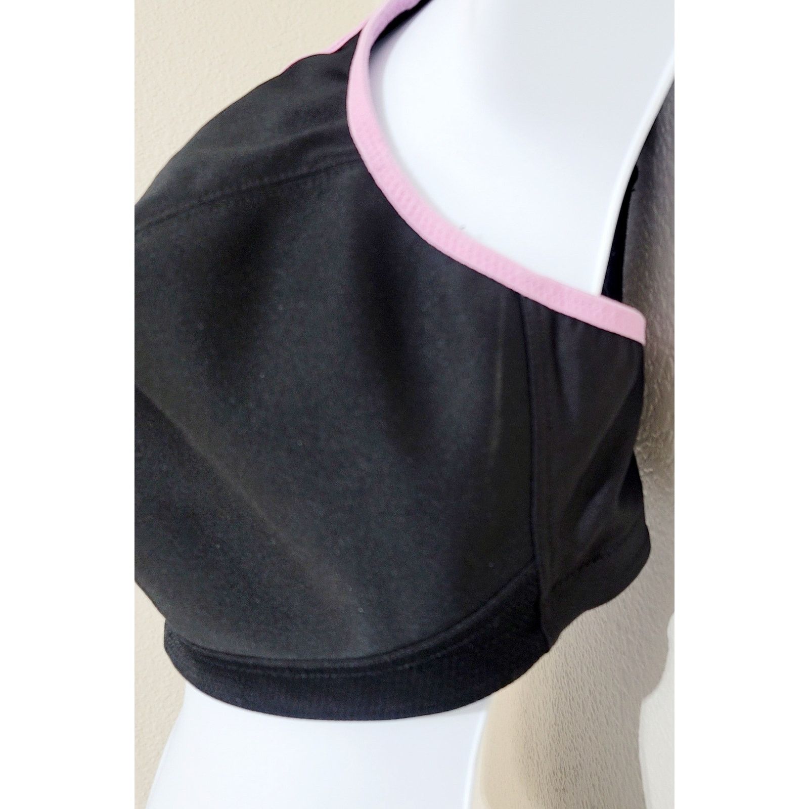 Other Glamorise Black Pink Trim Wirefree Sports Bra 38F Hook Eye Size ONE SIZE - 6 Thumbnail