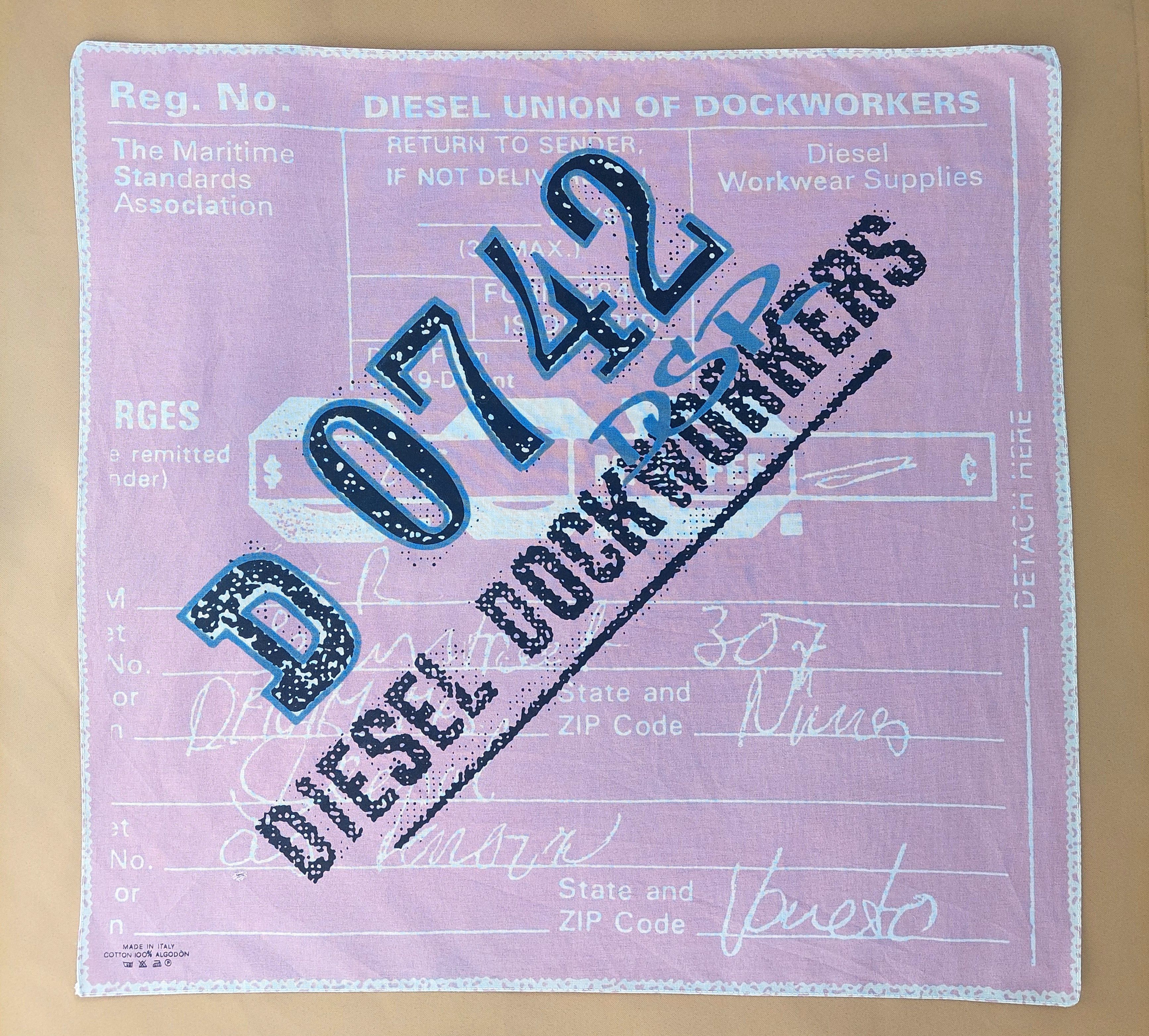 Diesel Vintage Diesel Pink Bandana Graphic Union of Dockworkers Y2K Size ONE SIZE - 15 Thumbnail