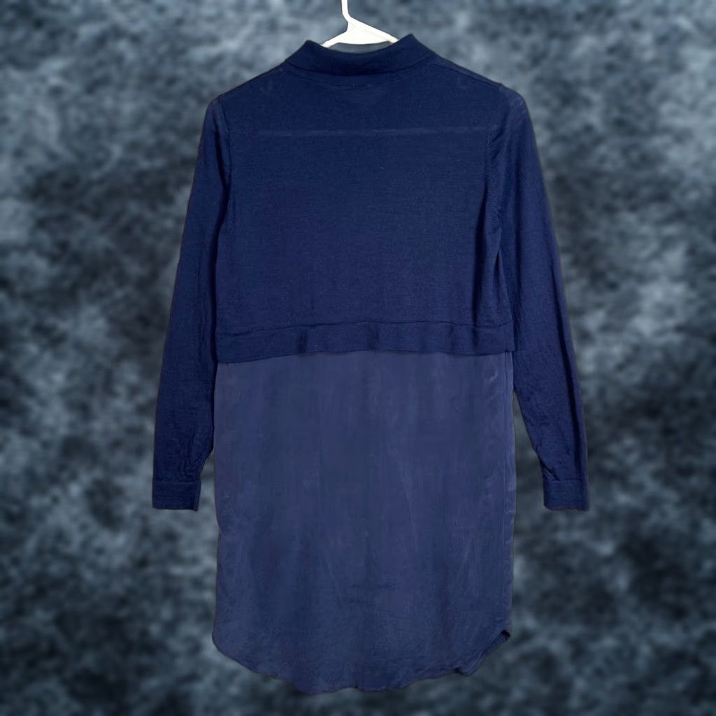 Cos COS Shirt Dress Womens XS Navy Blue Button Down Wool & Silk Blend Long Sleeve Casual Knee Length Size XS / US 0-2 / IT 36-38 - 1 Thumbnail