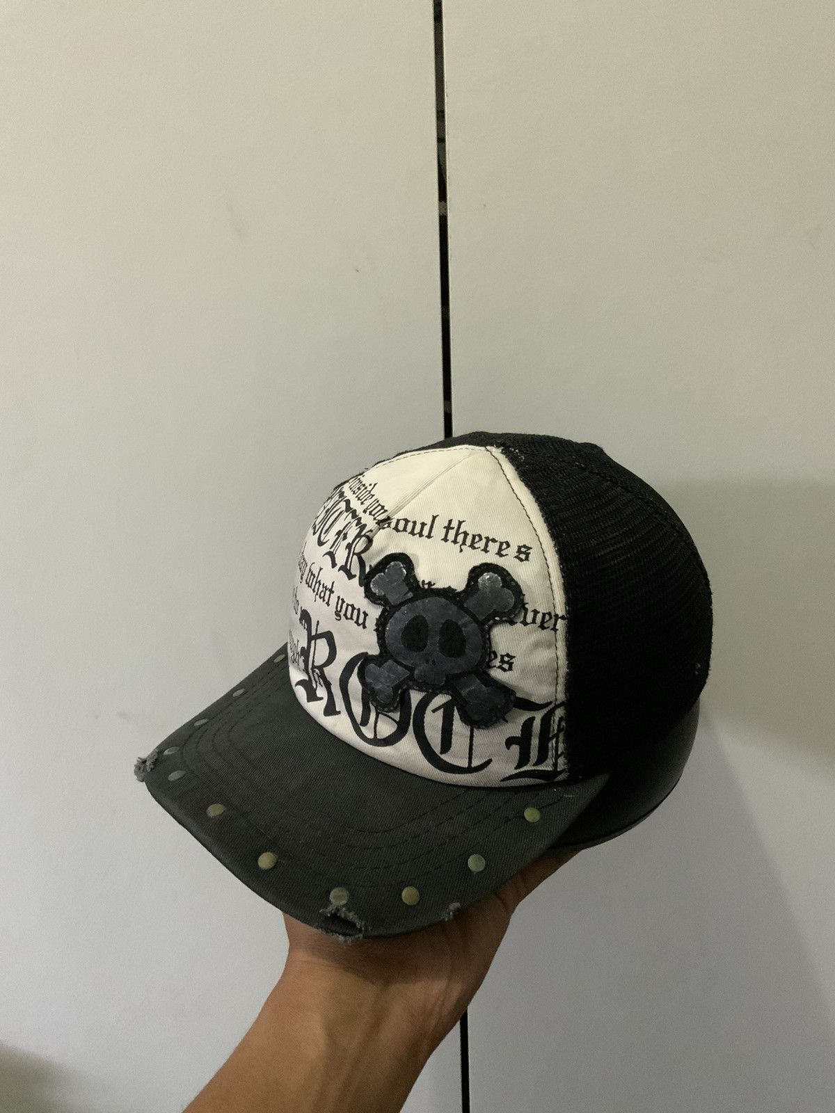 If Six Was Nine Better Rock Skull Distressed Trucker Hat Size ONE SIZE - 2 Thumbnail