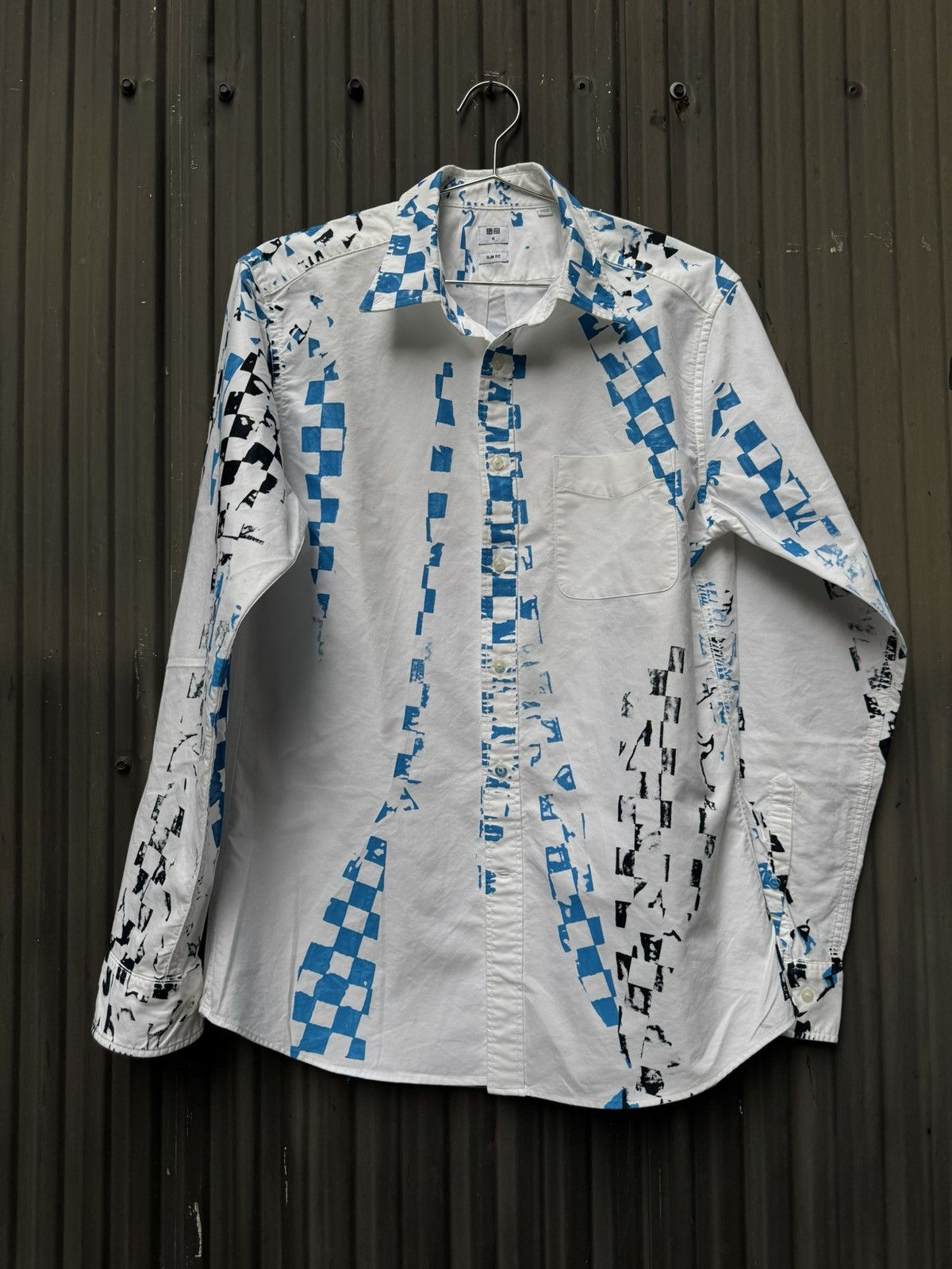 Vintage Hand Printed Check Shirt — Blue & Black Size US S / EU 44-46 / 1 - 1 Thumbnail
