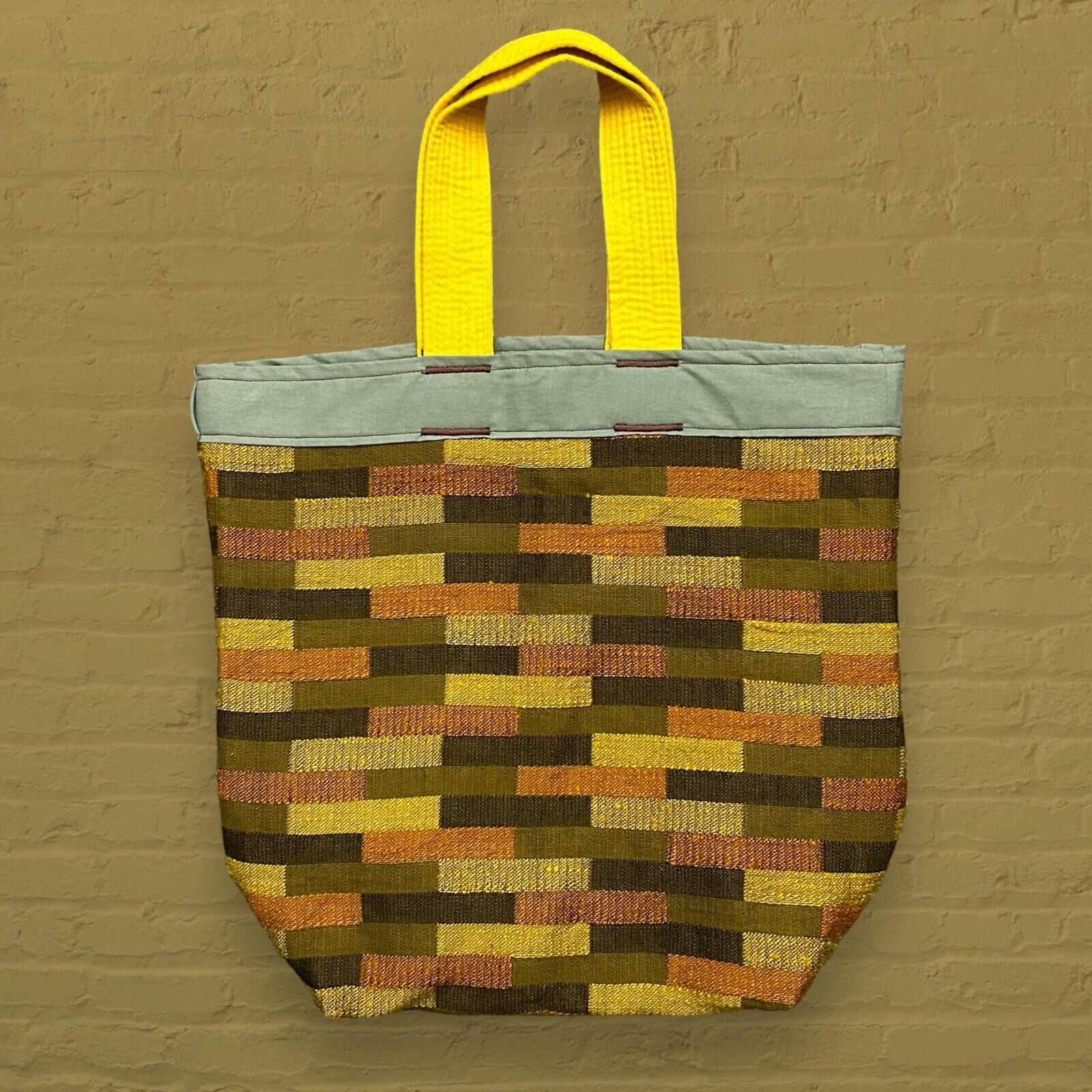 Handmade Handmade Geometric Tapestry Bag Small Tote Grocery Reusable Size ONE SIZE - 1 Thumbnail