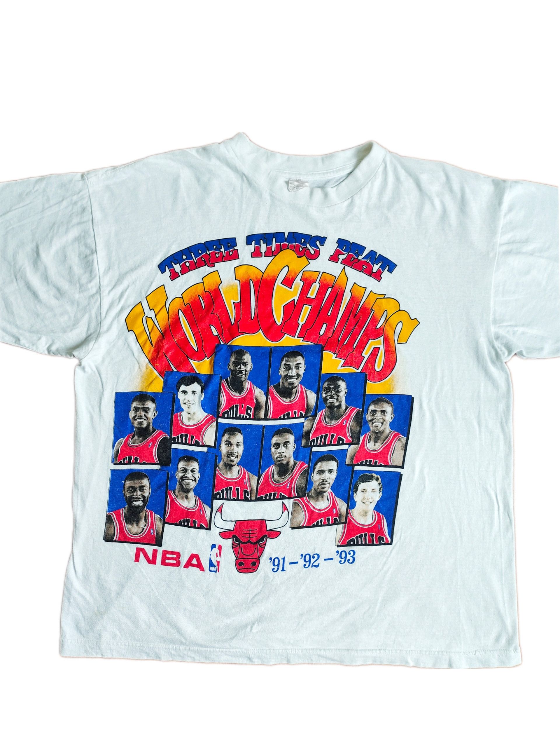 Starter × Vintage Rare Vintage Bulls "3-Times Peat" Players 90s T-shirt Size US XL / EU 56 / 4 - 3 Thumbnail