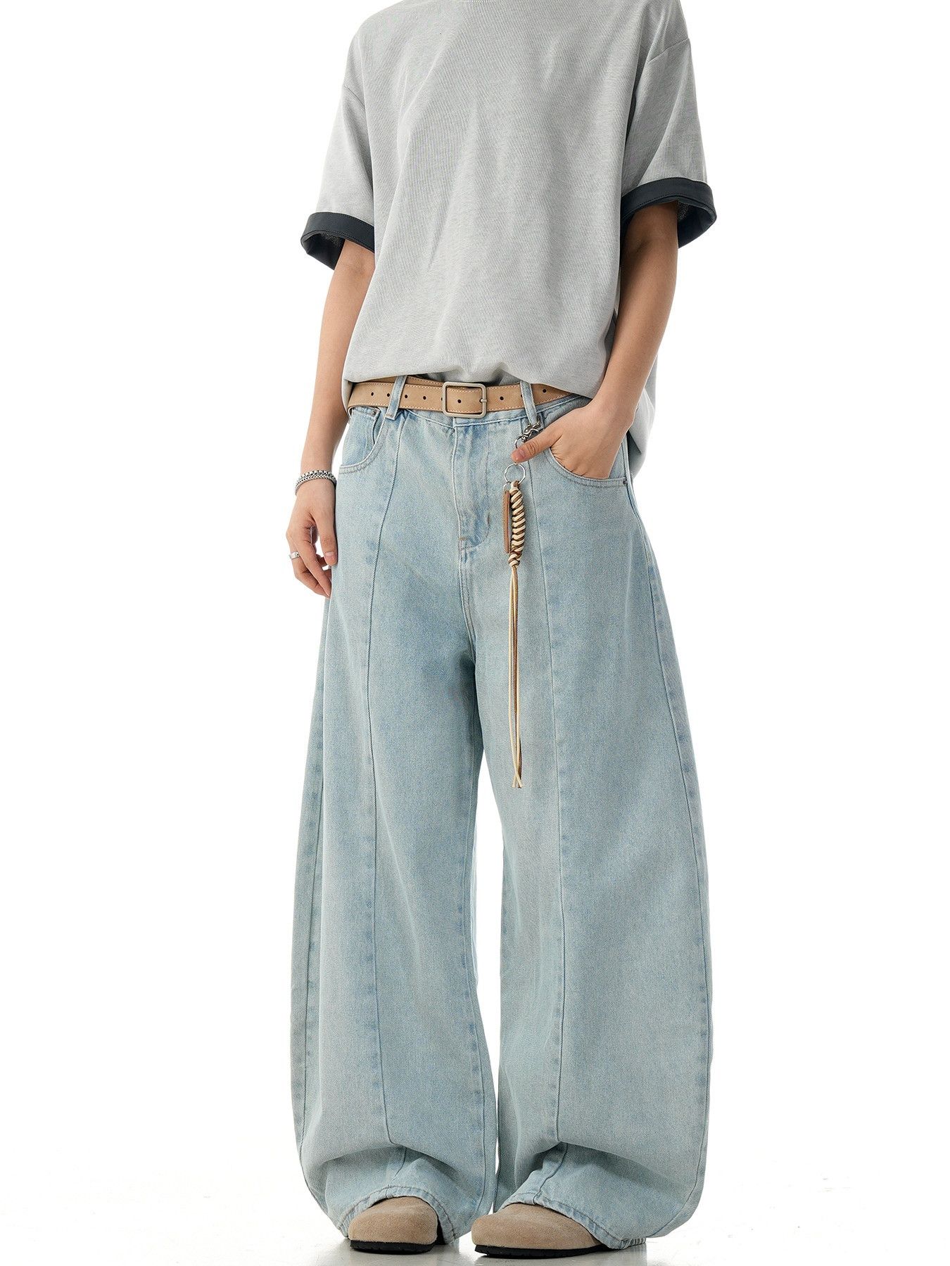 Vintage Men's Loose Straight Wide-Leg Scythe-Cut Jeans Size US 32 / EU 48 - 2 Thumbnail