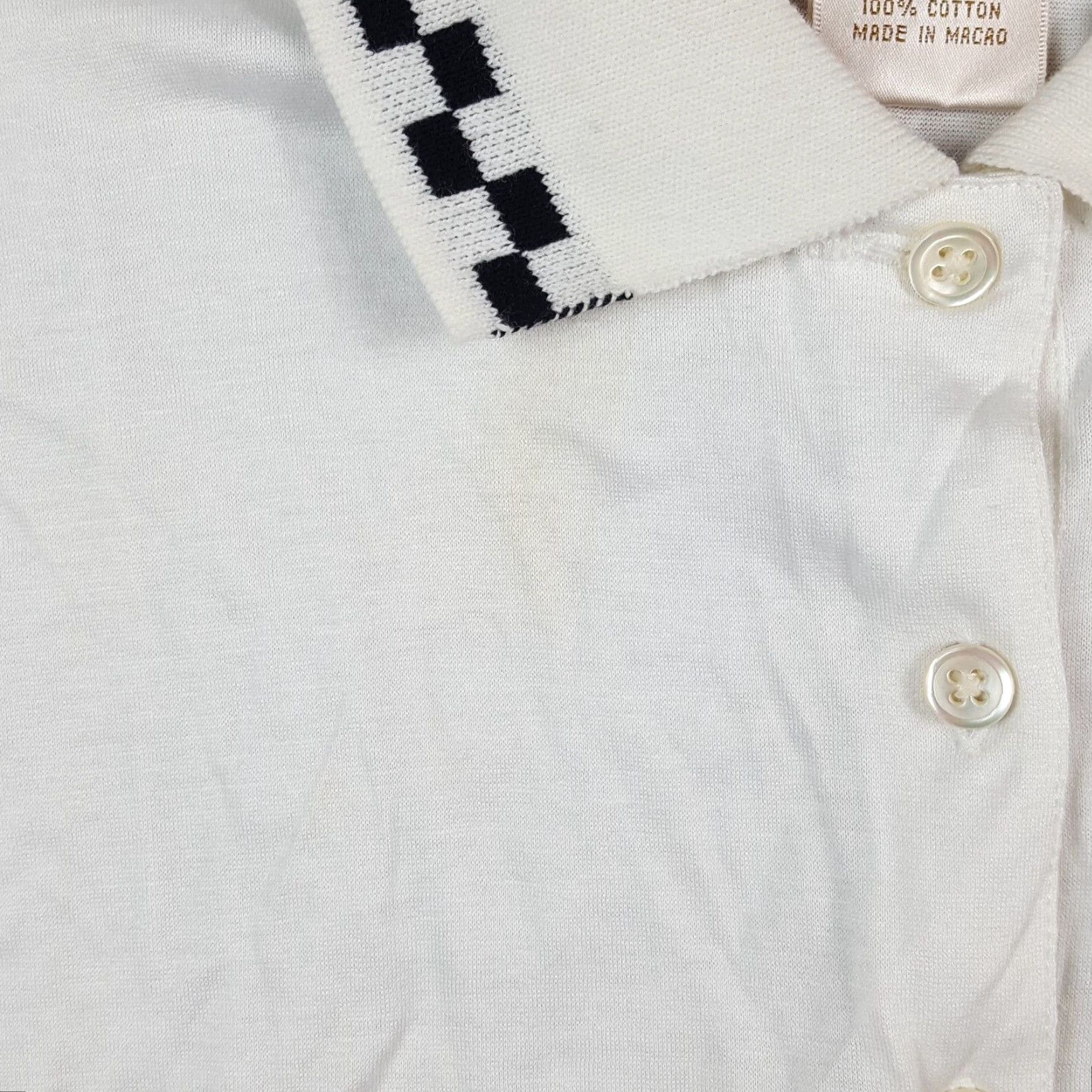 Vintage Alexa Stirling Polo Shirt Women's L White Checked Polo Shirt Short Sleeve Cotton Vintage 90s Golf Tennis Preppy Pullover Top Womens Size L / US 10 / IT 46 - 4 Thumbnail