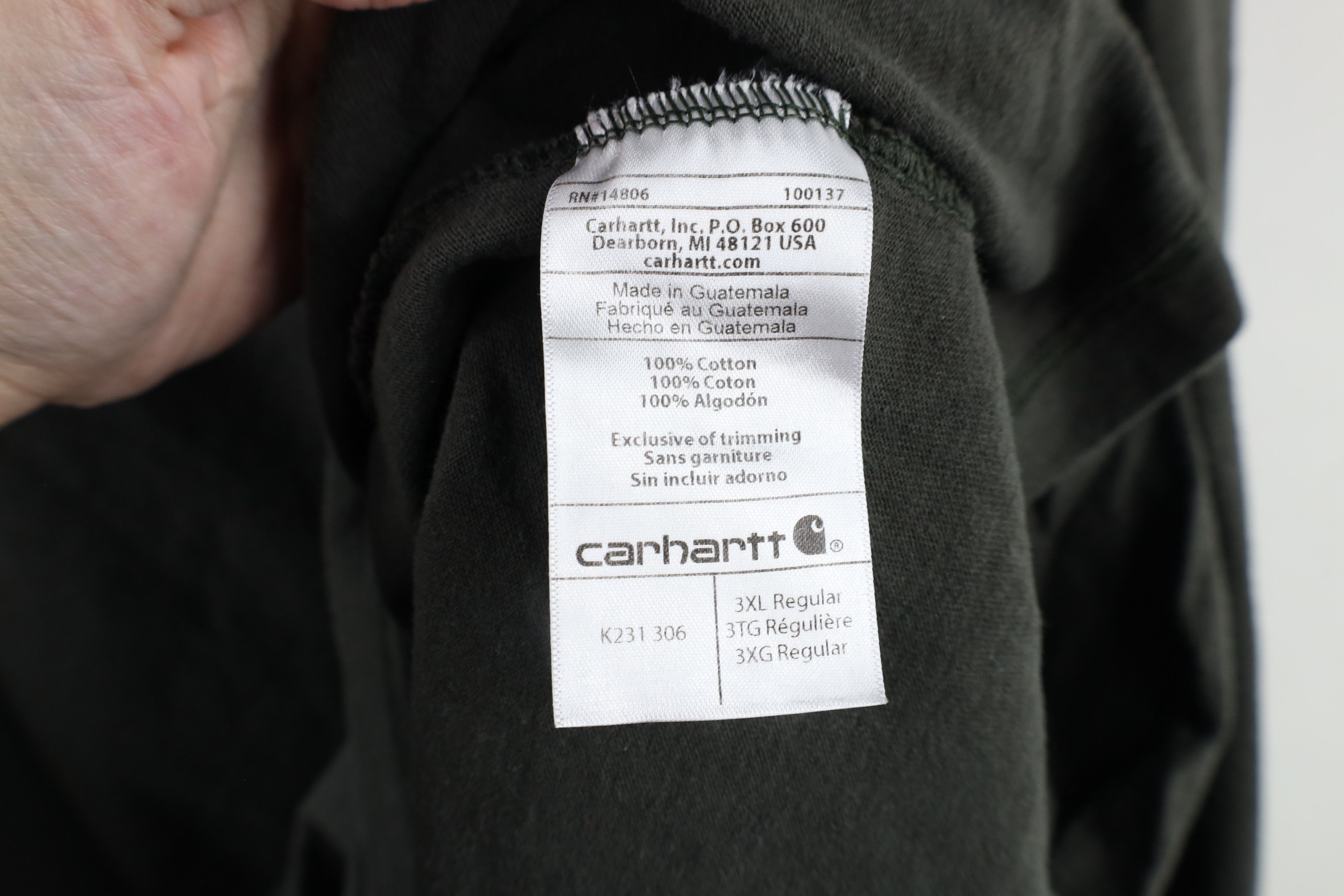 Carhartt × Vintage Vintage Carhartt Long Sleeve T-Shirt Olive Green Cotton Size US XXL / EU 58 / 5 - 7 Thumbnail