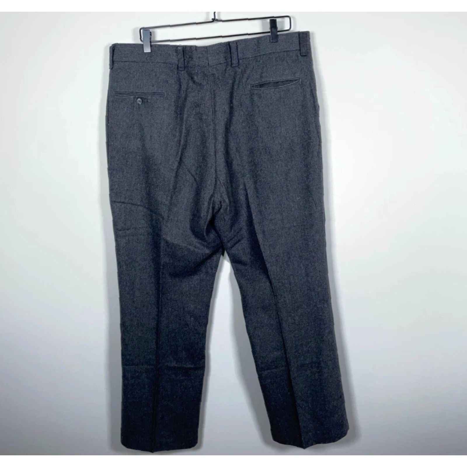 Vintage VINTAGE Wool Trousers Mens 38 x 28 Dark Gray Flat Front Pants Talon Zip Dress Pants Mens Size US 38 / EU 54 - 2 Thumbnail