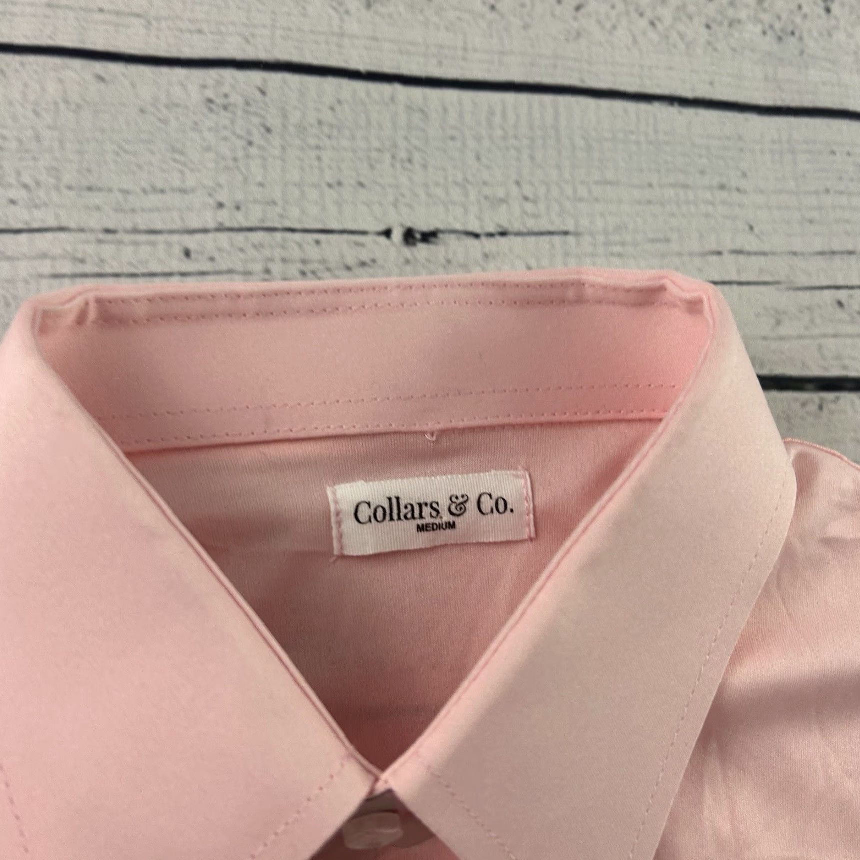 Vintage Collars & Co Dress Collar Polo Short Sleeve Shirt Mens M Pink Check Button-Up Lightweight Casual Shirt Size 40R - 2 Thumbnail