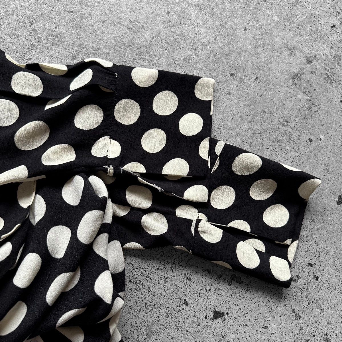 zara black polka dot mini dress Self-Portrait - Polka Dot Draped Knit Mini Dress
