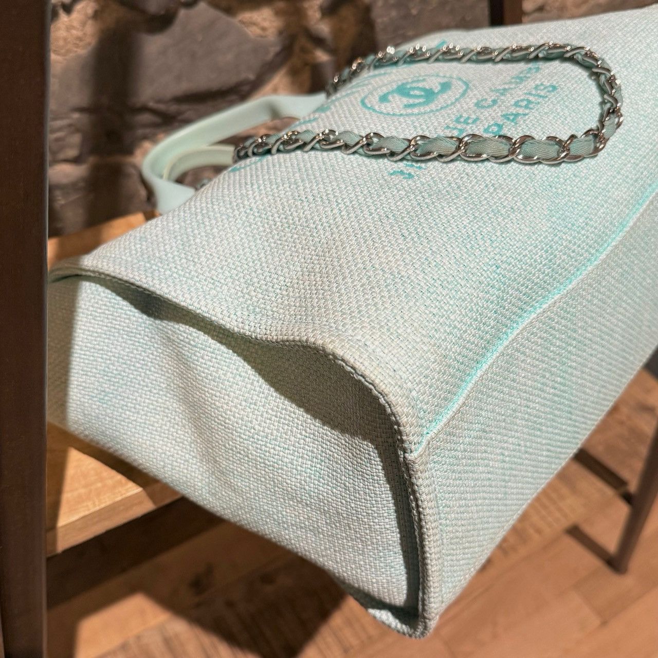 Chanel Chanel Turquoise Woven Straw Large Deauville Tote Bag Size ONE SIZE - 9 Thumbnail