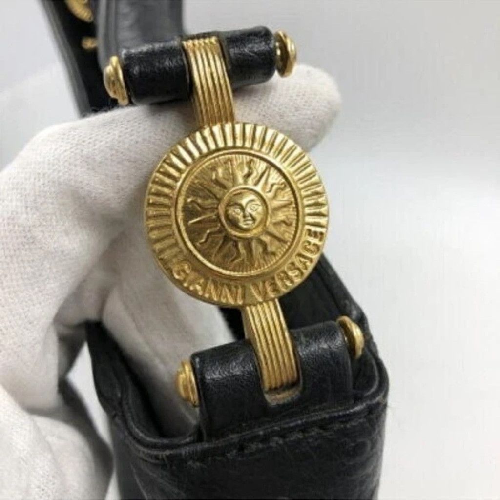 Versace Versace Bag Ostrich Leather & Sunburst Medusa Medallians Size ONE SIZE - 9 Thumbnail