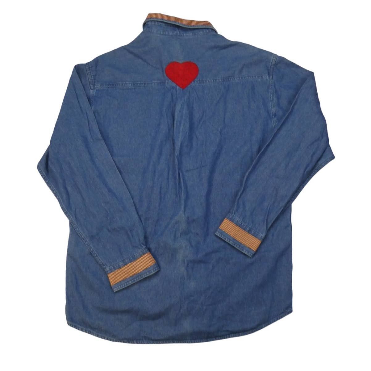 Club Room handmade Christmas Holiday button front denim shirt, Large Size L / US 10 / IT 46 - 3 Thumbnail