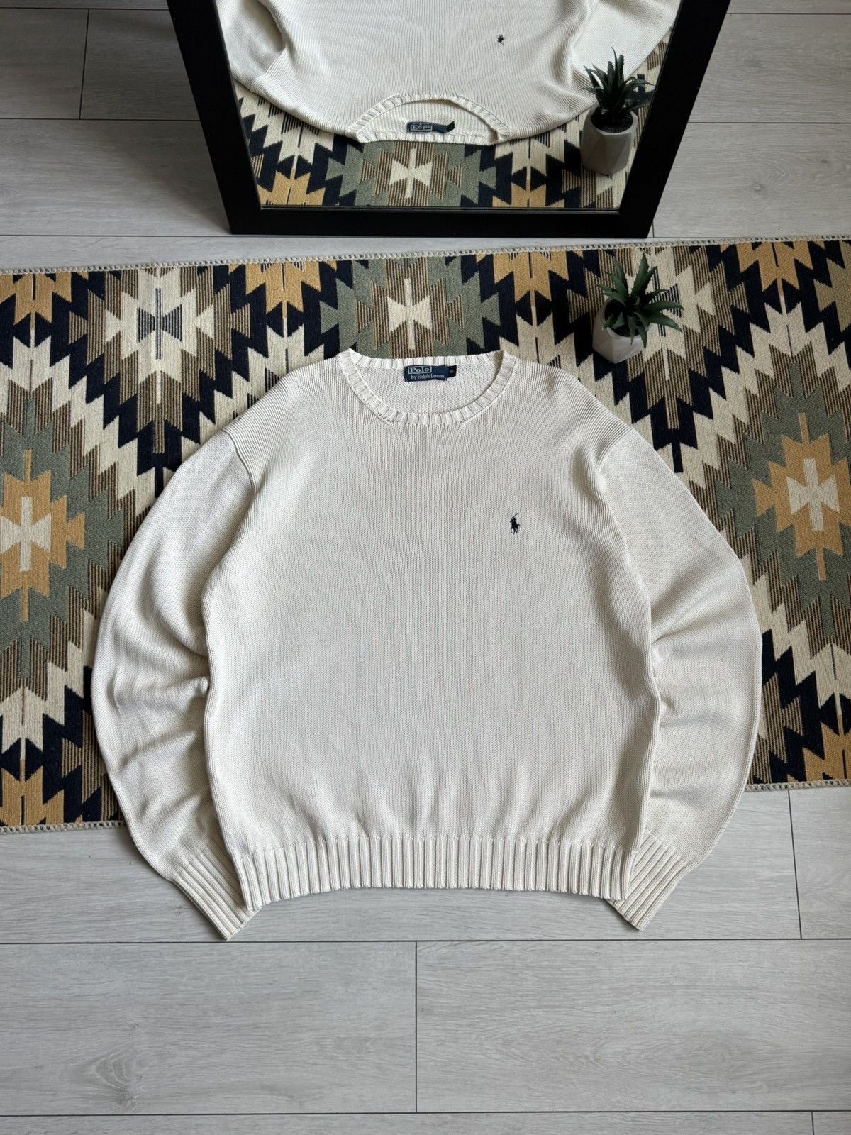 Polo Ralph Lauren Vintage 90’s Polo Ralph Lauren Cream Knitted Sweater Size US XL / EU 56 / 4 - 1 Thumbnail