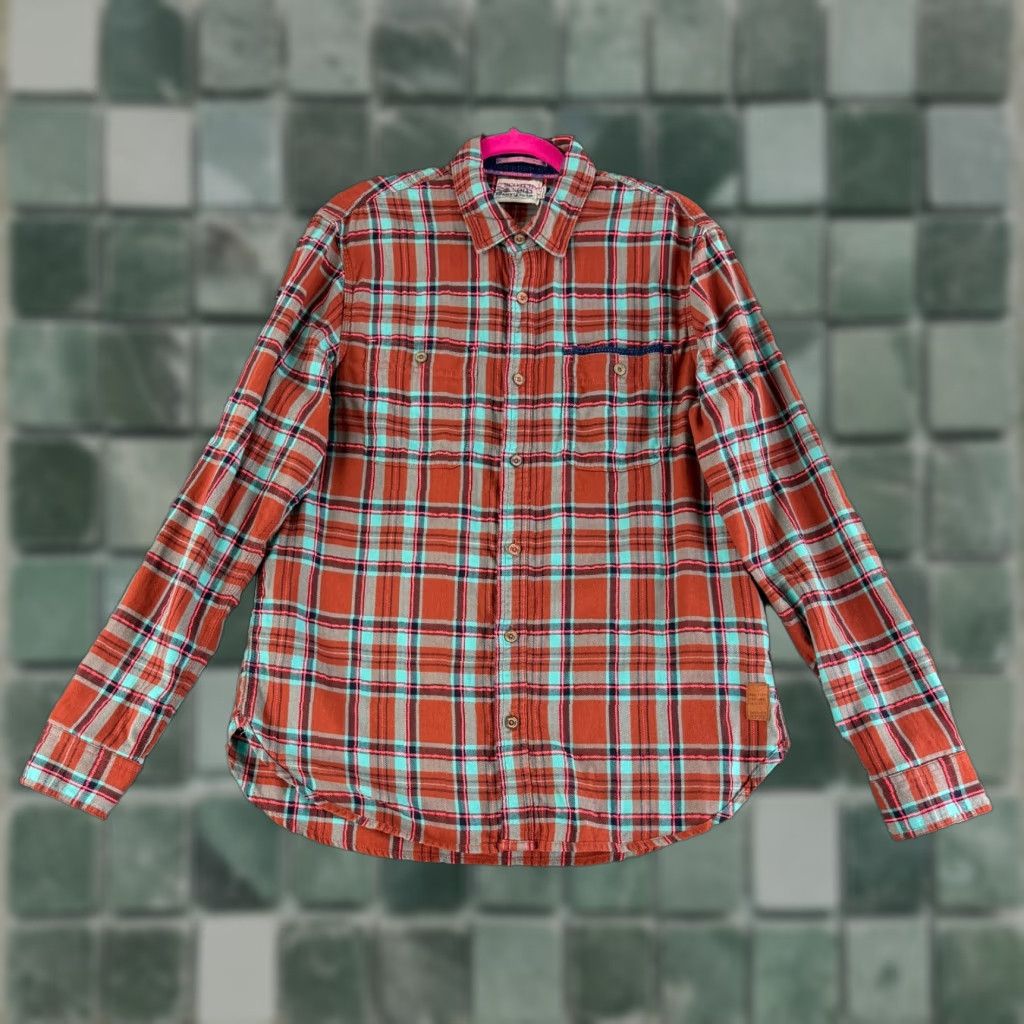 Scotch & Soda Scotch & Soda Button-Up Shirt Mens Medium Orange Plaid Long Sleeve Cotton Casual Size US M / EU 48-50 / 2 - 1 Thumbnail