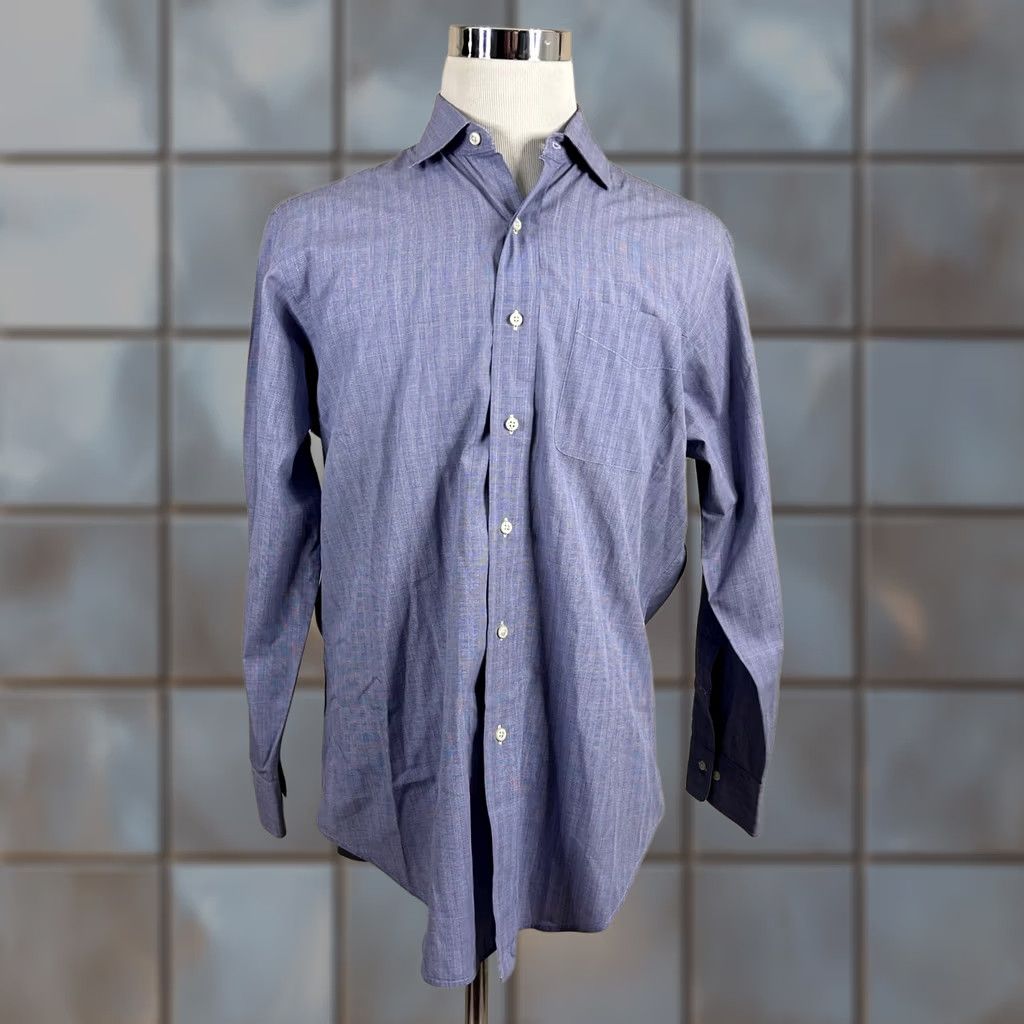 Polo Ralph Lauren Polo Ralph Lauren Dress Shirt Blue Glen Plaid Cotton 16 32/33 Vintage Philip Size 42R - 1 Thumbnail