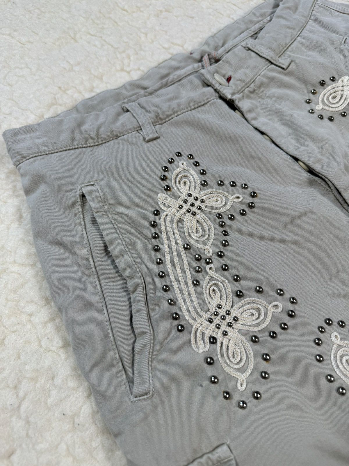 Mason's Masons embroidery metal rivets vintage cargo pockets pants Size US 32 / EU 48 - 6 Thumbnail