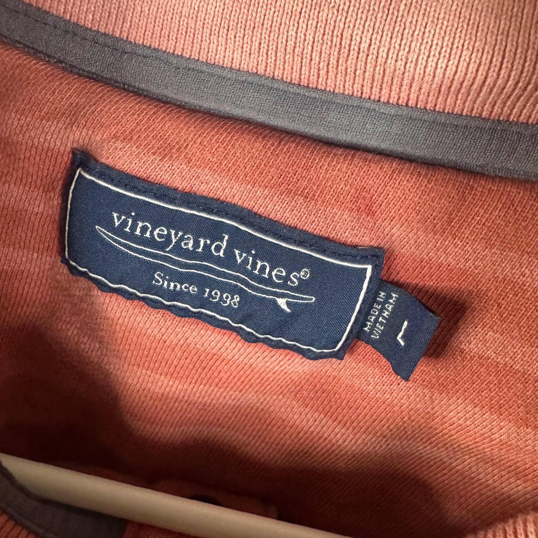 Vineyard Vines Vineyard Vines Sweatshirt Mens Large Pink Striped Mock Neck Snap Shep Shirt Size US L / EU 52-54 / 3 - 7 Thumbnail