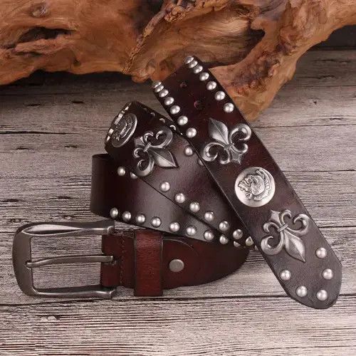 Leather Vintage Leather Rivet Cowboy Belt Size ONE SIZE - 5 Thumbnail