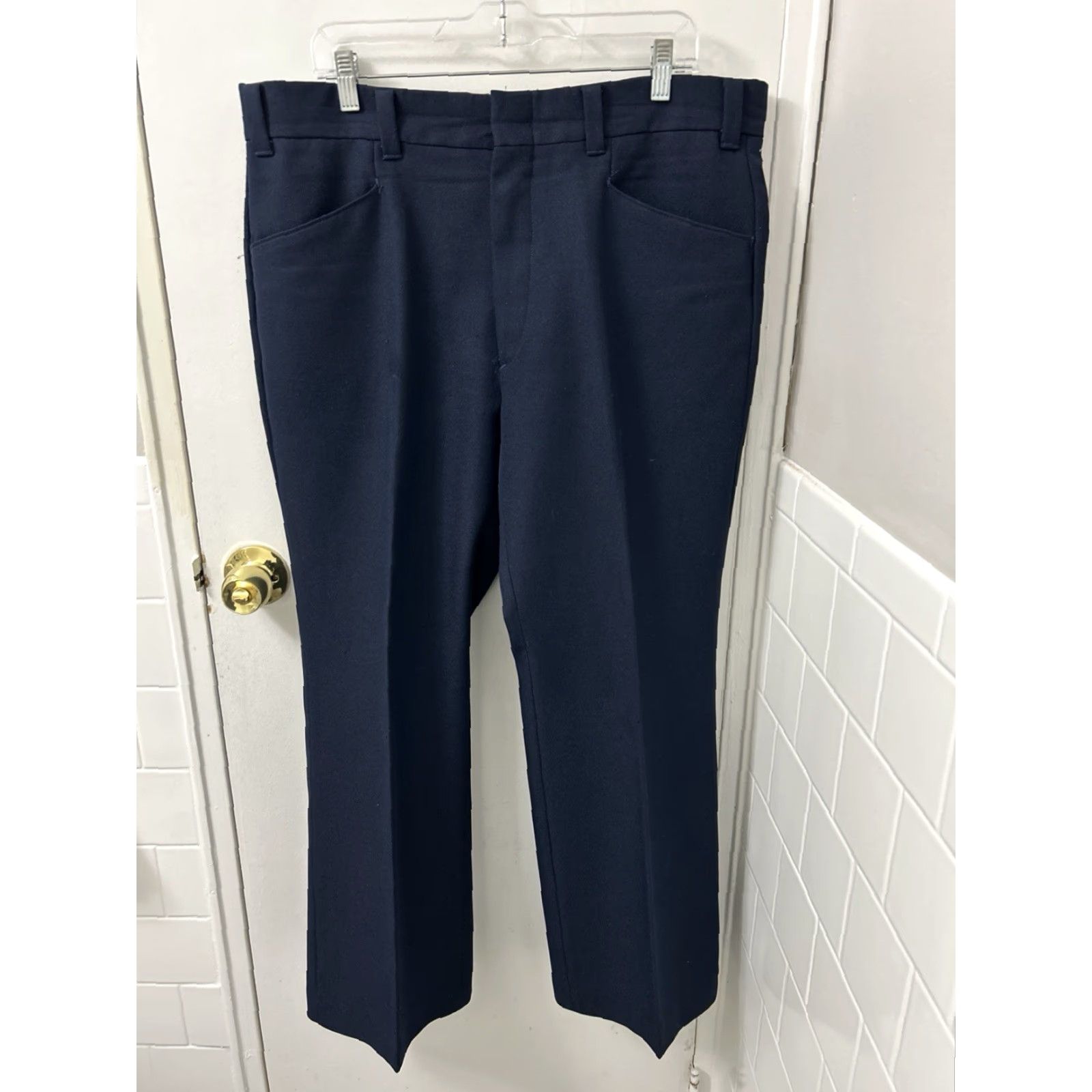 Levi's VINTAGE Levi's Panatela Pants Mens 39x30 Navy Blue Straight Leg Trousers Casual Workwear Jeans Style Logo 39 Mens Pants Blue Size US 39 - 2 Thumbnail