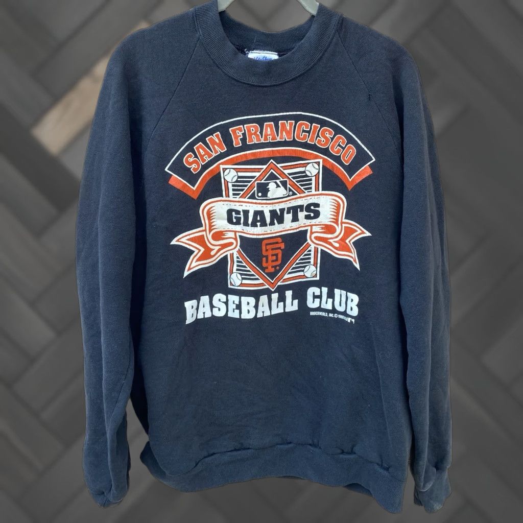 Vintage VINTAGE San Francisco Giants Baseball Raglan Sweatshirt Sweater XL Black Cotton Blend Long Sleeve Graphic Print 80s Mens Sweatshirt Size US XL / EU 56 / 4 - 1 Thumbnail