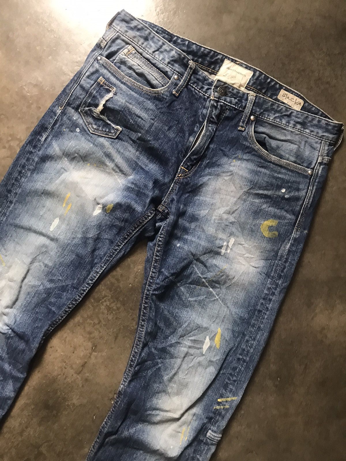Jimmy Taverniti × Taverniti × Vintage Jimmy Taverniti - Blackie Fade Washed Splattered Paint Jeans Size US 30 / EU 46 - 4 Thumbnail