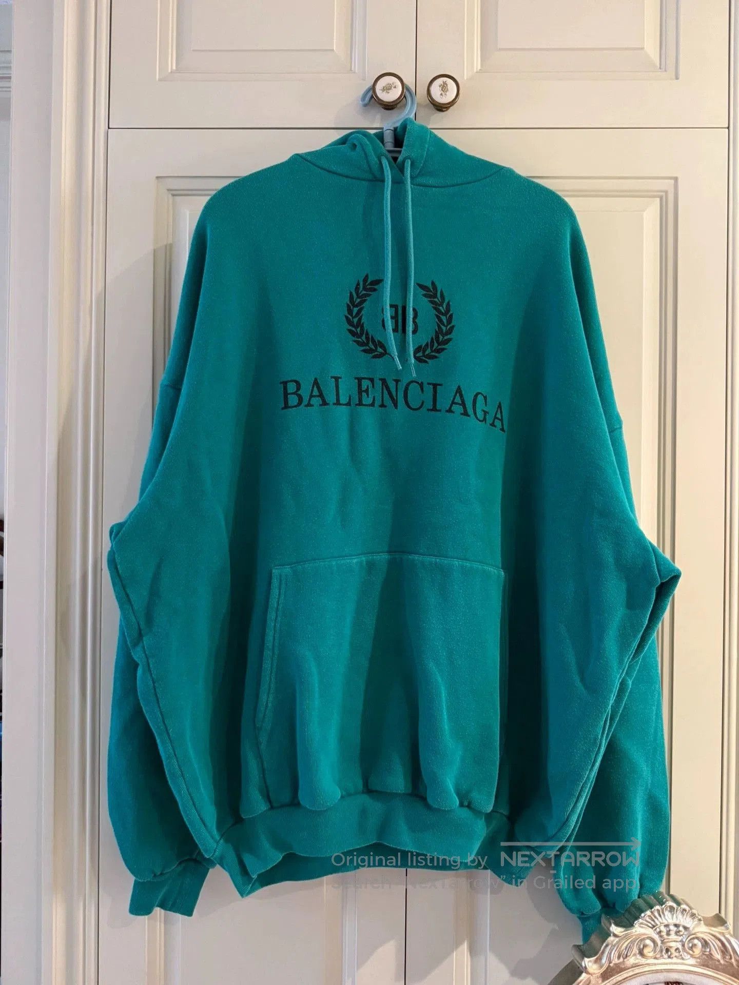 balenciaga double b sweatshirt in turquoise.