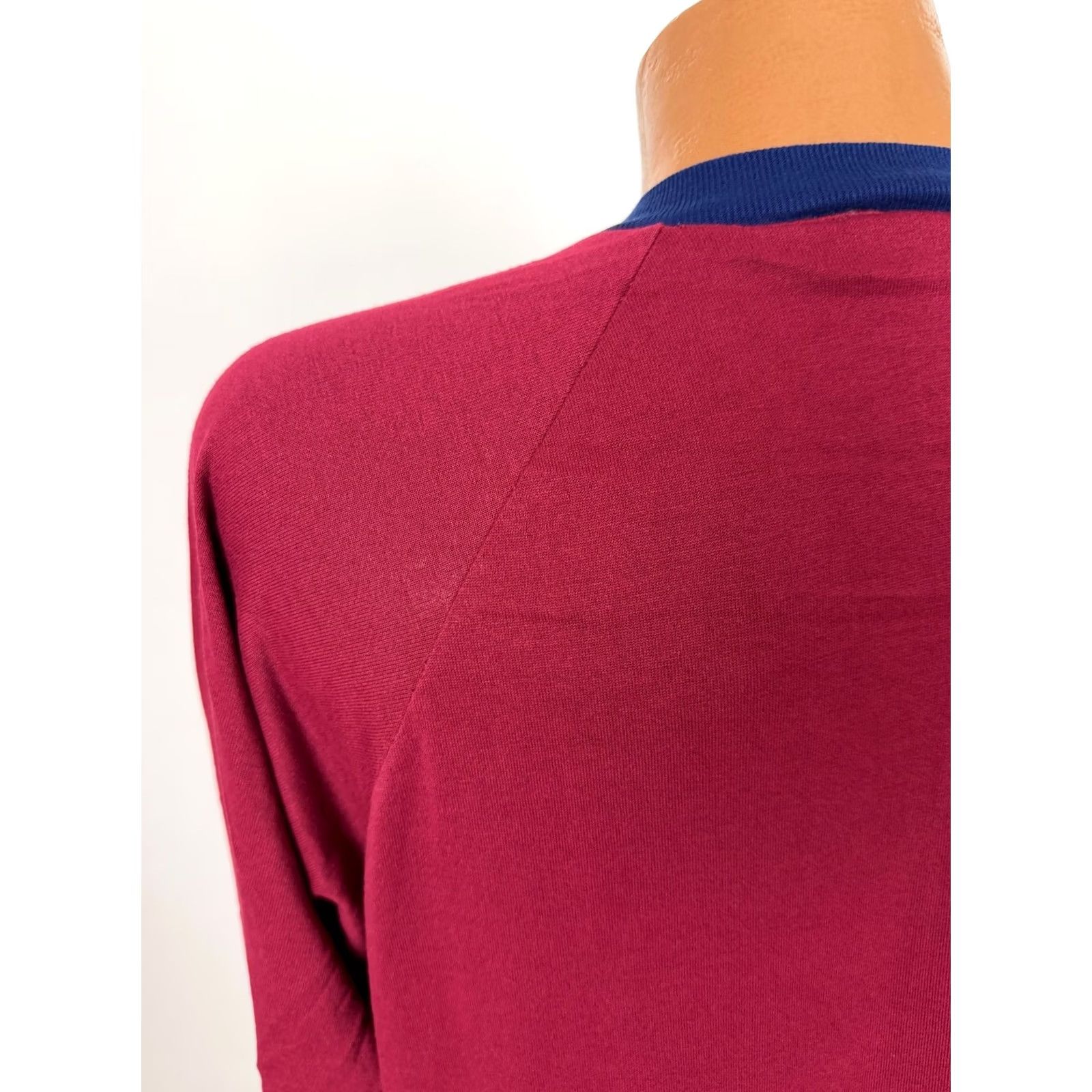 Sears VINTAGE 90s Shirt Men Large Tall LT Minimal Ringer Burgundy Silky Acrylic Size US L / EU 52-54 / 3 - 6 Thumbnail