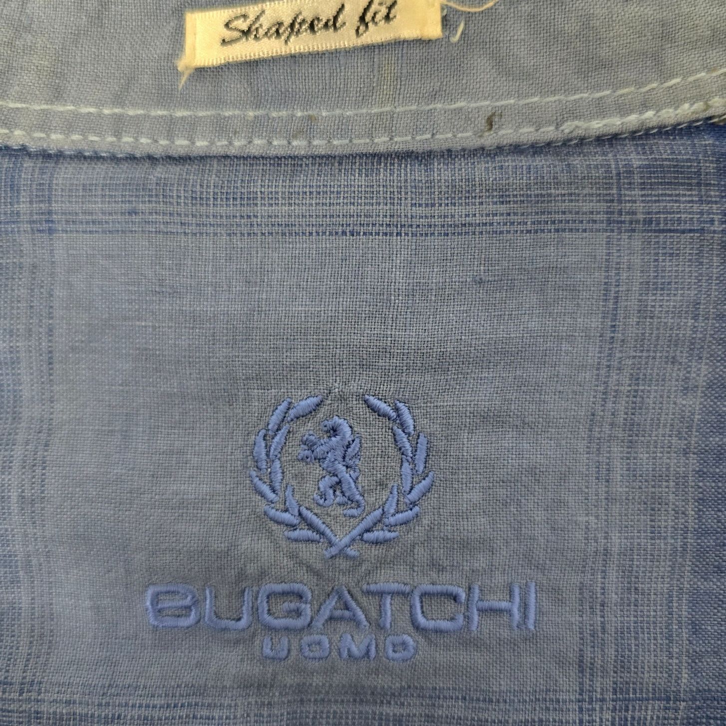 BUGATCHI Bugatchi Uomo Linen Shirt L Shaped Fit Ombre Plaid Roll tab Size US L / EU 52-54 / 3 - 11 Thumbnail