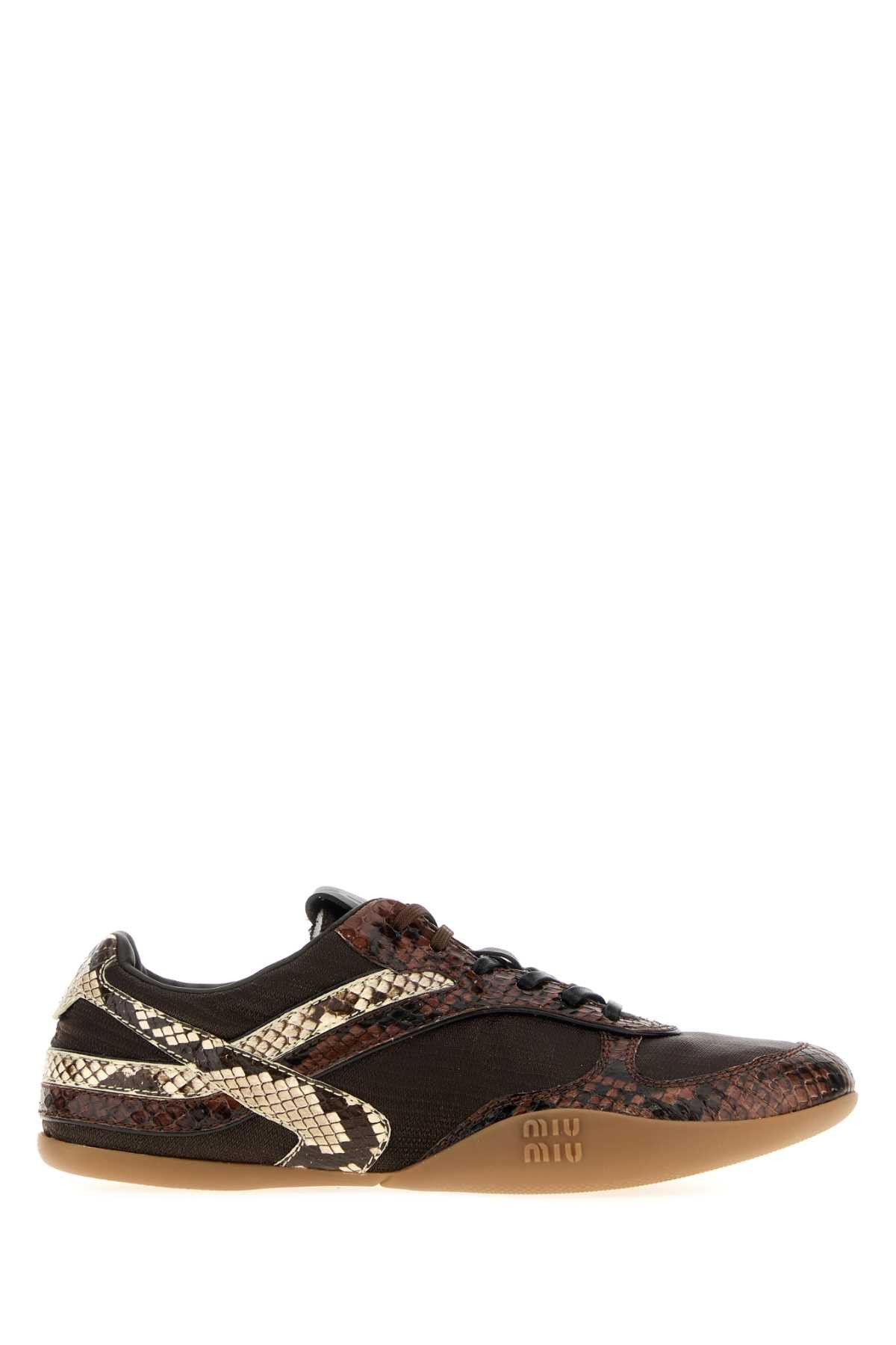 Miu Miu Multicolor Fabric And Leather Sneakers Size US 7.5 / IT 37.5 - 1 Thumbnail