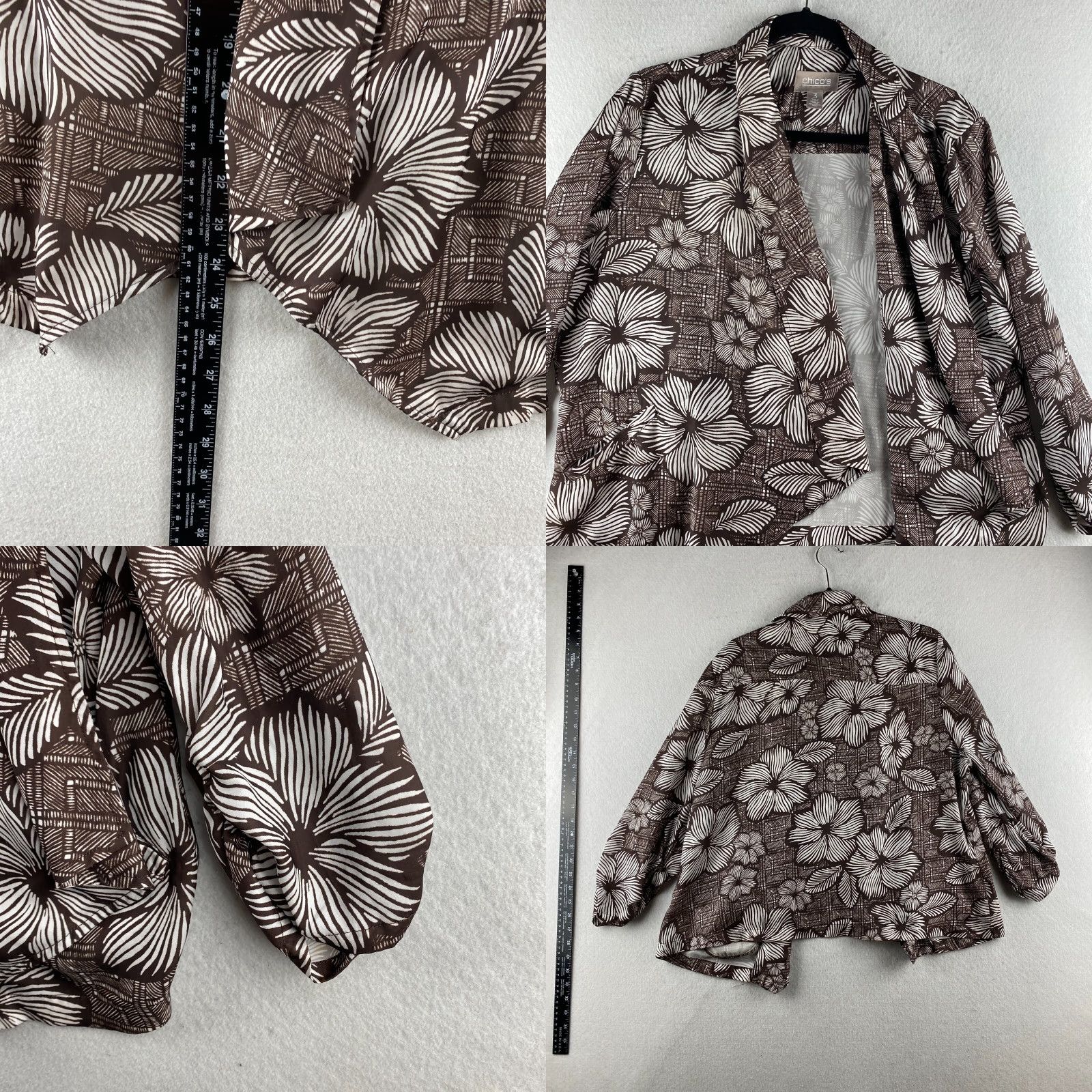Vintage Chicos Cardigan Open Front Womens Brown Hawaiian Floral Pattern Shirt Theme 3 Size Womens Size XS / US 0-2 / IT 36-38 - 9 Thumbnail