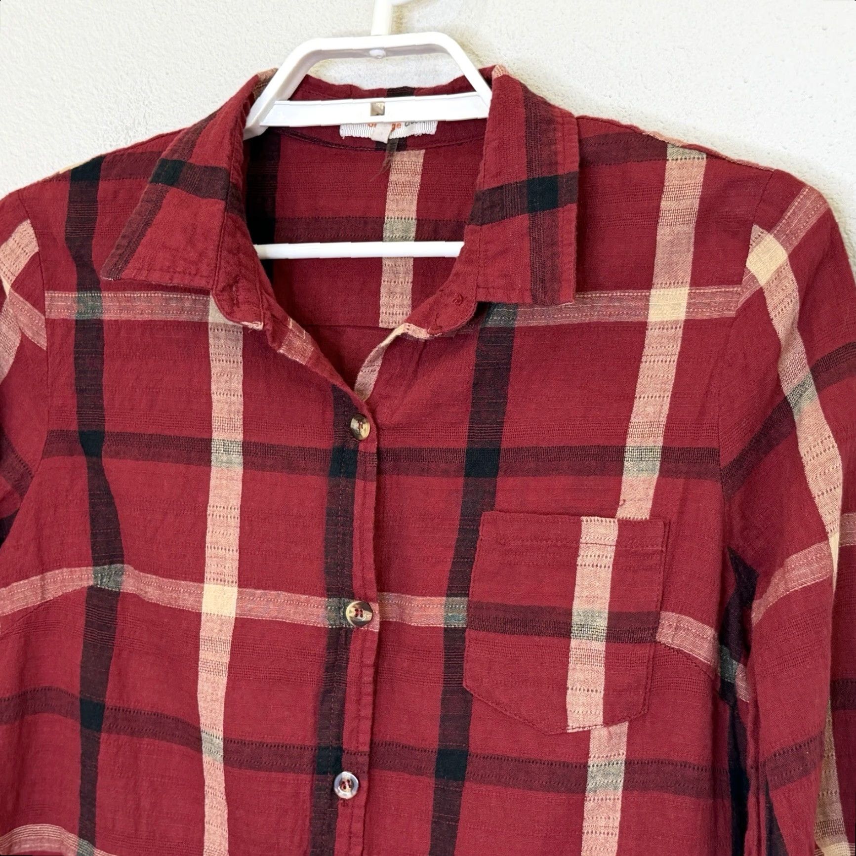 Vintage Orange Creek Button Front Top Womens L Plaid Long Roll Tab Sleeve Casual Shirt Size L / US 10 / IT 46 - 2 Thumbnail
