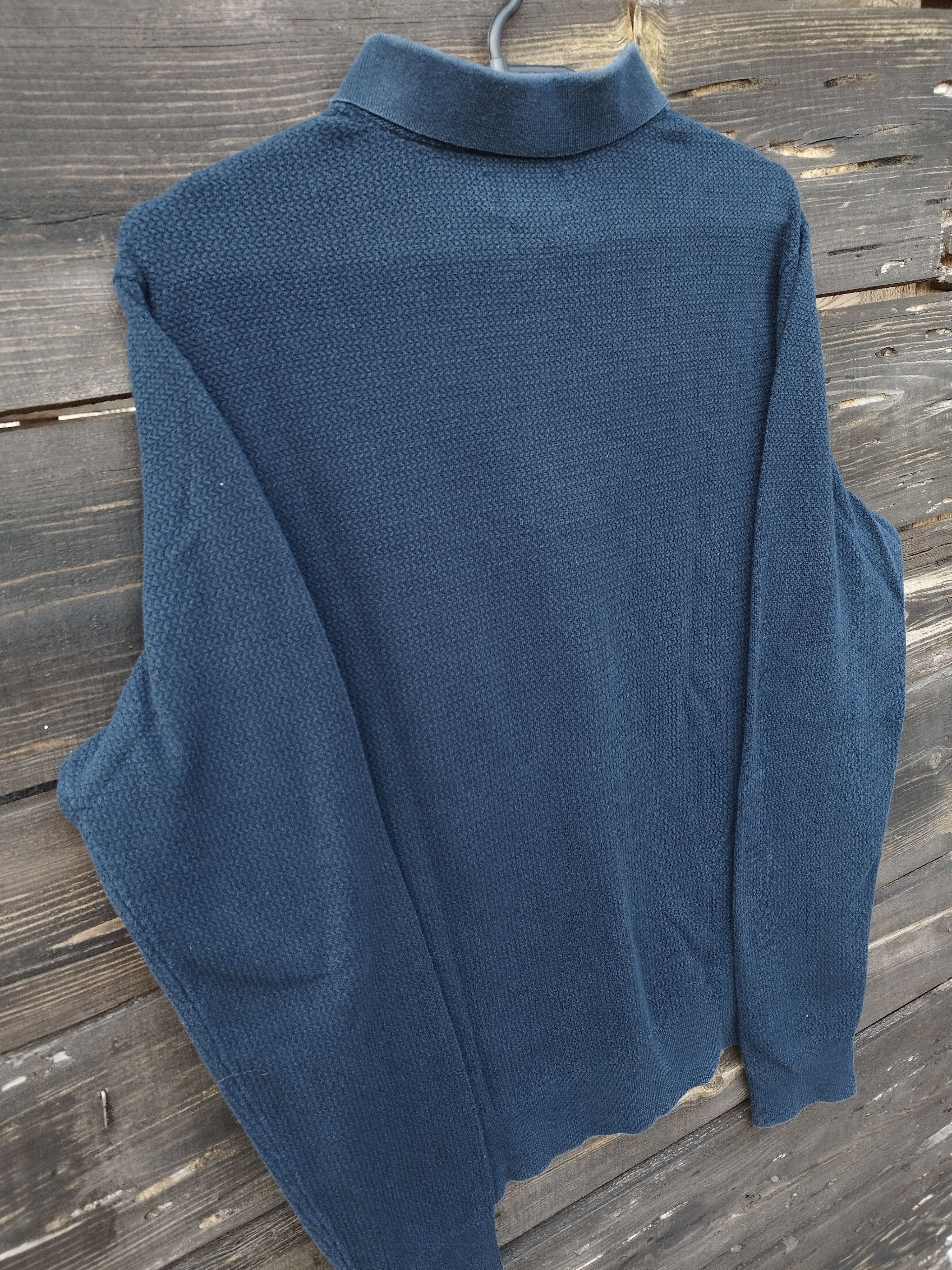 Polo Ralph Lauren Polo Ralph Lauren Navy Textured Knit Long Sleeve Polo Size US L / EU 52-54 / 3 - 11 Thumbnail