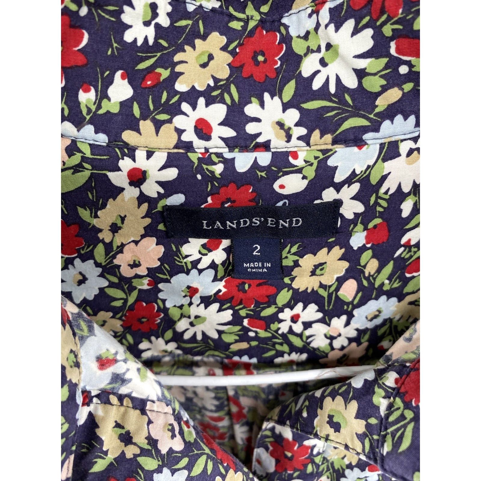 Lands' End Lands' End Floral Cotton Button Up 3/4 Sleeve Dress Women's Size 2 Multicolor Knit Dress Long Sleeves T-Shirt Dress Flowers Womens Size XS / US 0-2 / IT 36-38 - 4 Thumbnail