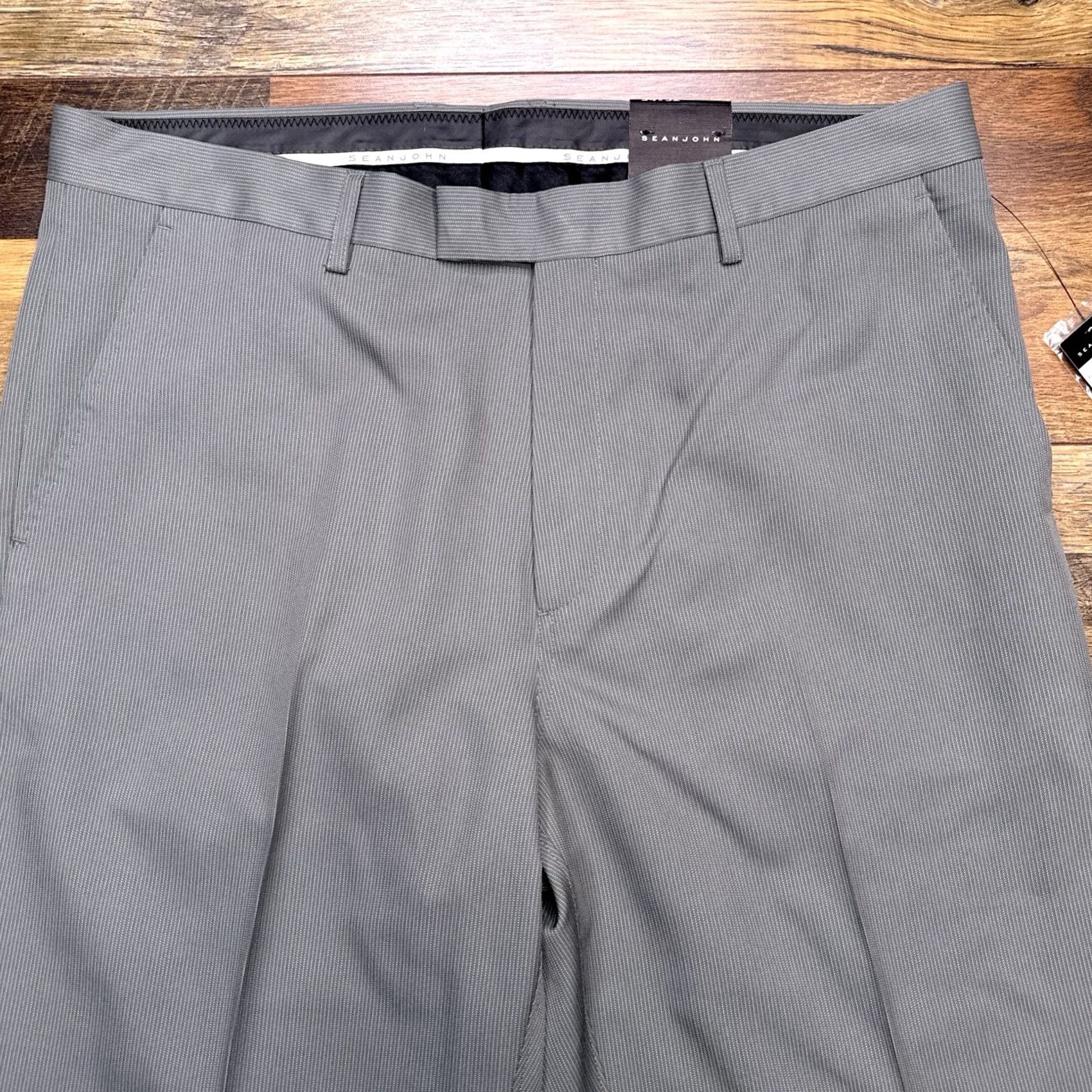 Sean John Sean John Dress Pants Mens 34x32 Gray Striped Flat Front Regular Waist 34 Inseam 32 Workwear Formal New Size US 34 / EU 50 - 4 Thumbnail