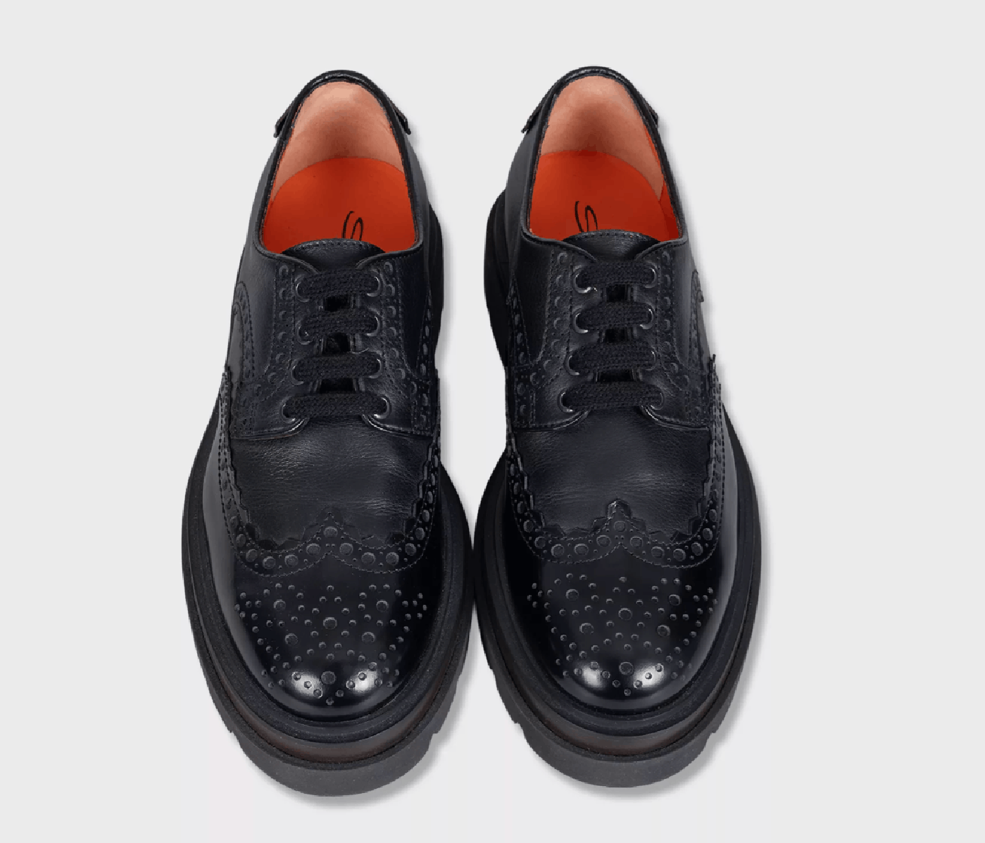 Santoni Santoni Men’s Black Leather Lace-Up Brogues Size US 8 / EU 41 - 2 Thumbnail