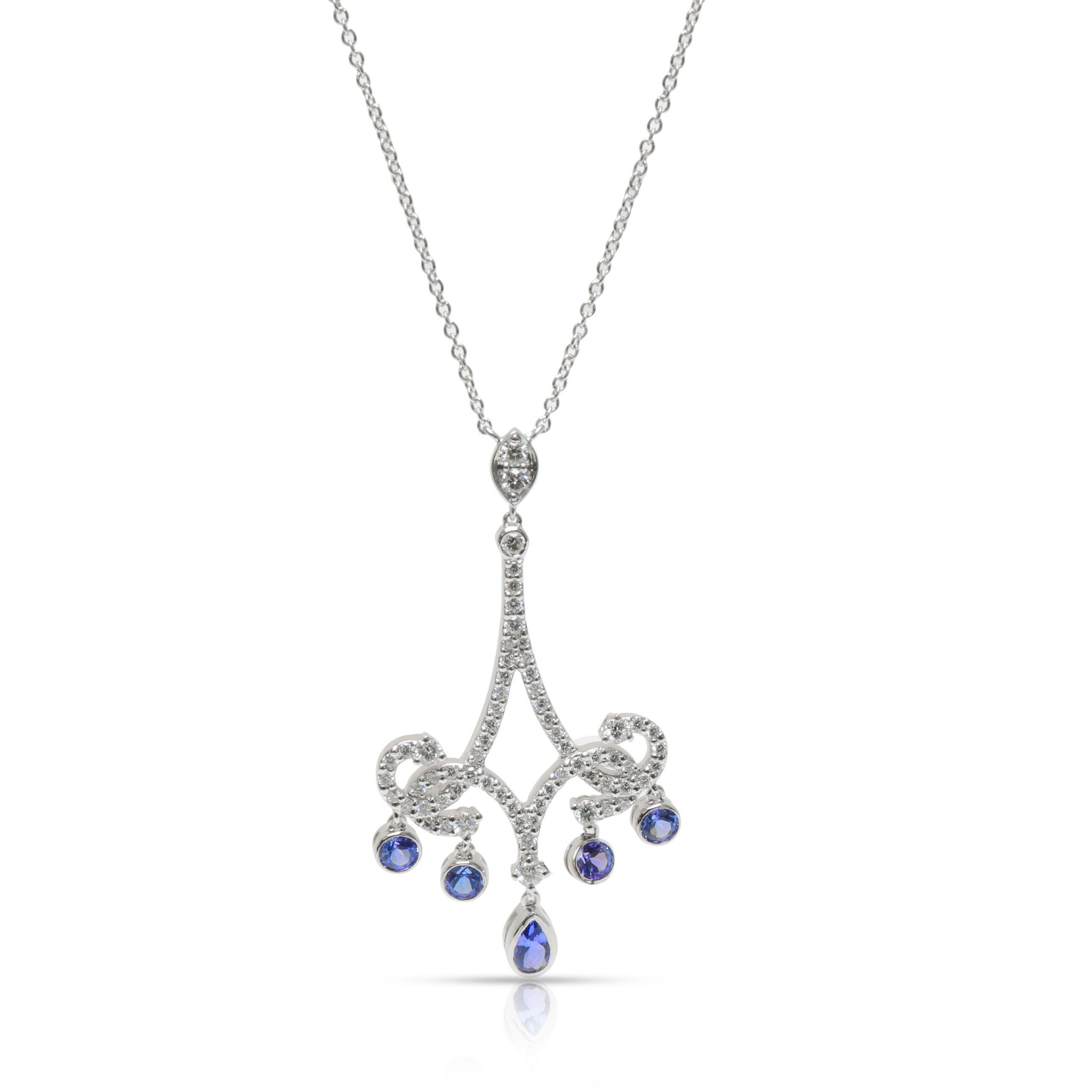 image of Tiffany Co Tiffany & Co. Enchant Tanzanite & Diamond Necklace In Platinum 0.53 Ctw in Silver, Women