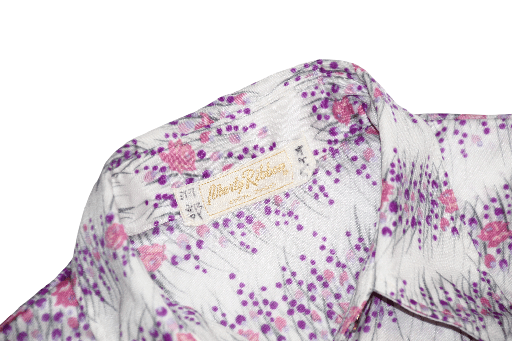 Japanese Brand Marty Ribbon Abstract Floral Printed Polyester Blouse Shirt Size M / US 6-8 / IT 42-44 - 2 Thumbnail