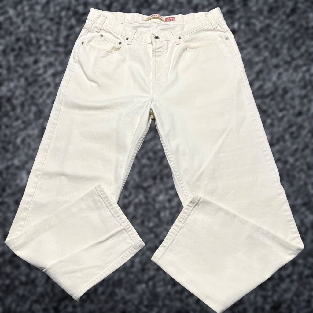 VINTAGE Gap Jeans Men's Straight Fit 38x32 White Denim 5-Pocket Mid Rise Made in USA