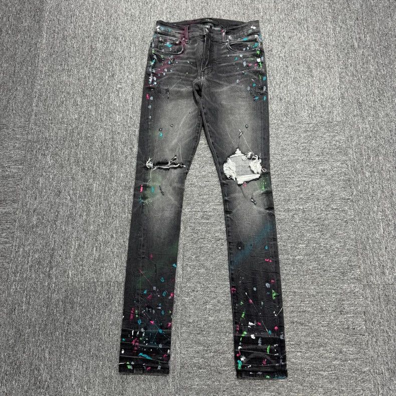 Amiri Splatter Distressed Denim Jeans
