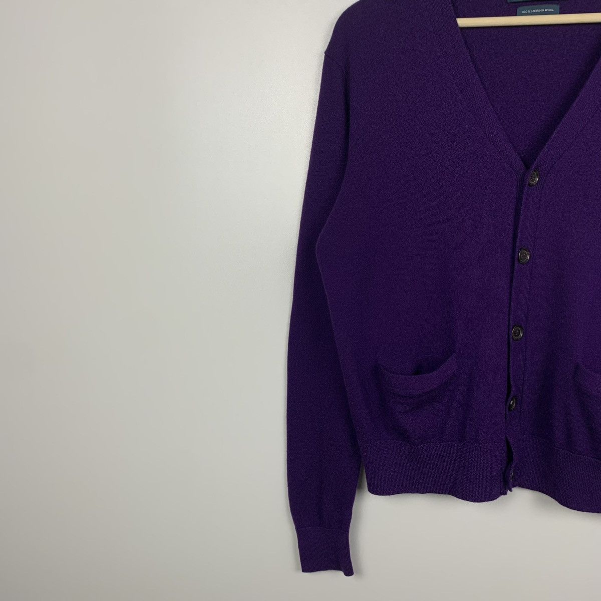 Polo Ralph Lauren Vintage Polo Ralph Lauren Merino Wool Cardigan Purple 90's Size US L / EU 52-54 / 3 - 4 Thumbnail