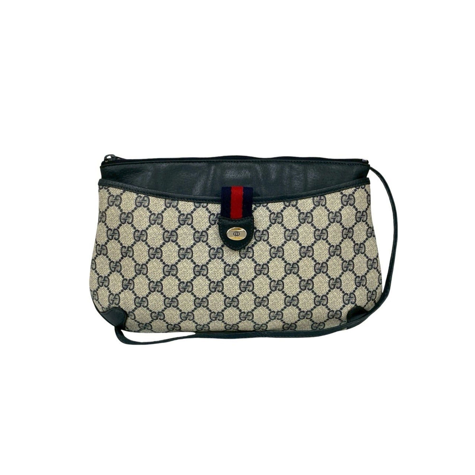 GUCCI Old Gucci Sherry Line GG Logo Leather Shoulder Bag Pochette 