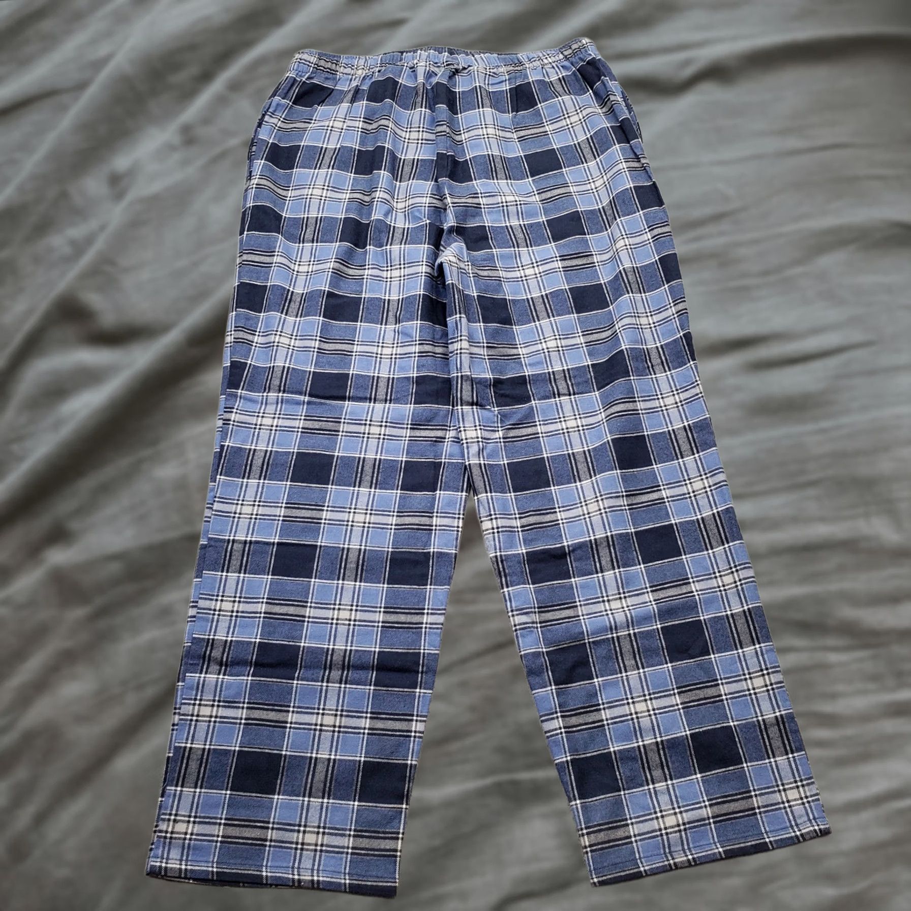 Lands' End Lands' End Loungewear Pants Mens L Multi Plaid Stretch Straight Leg Drawstring Size US 33 - 1 Thumbnail