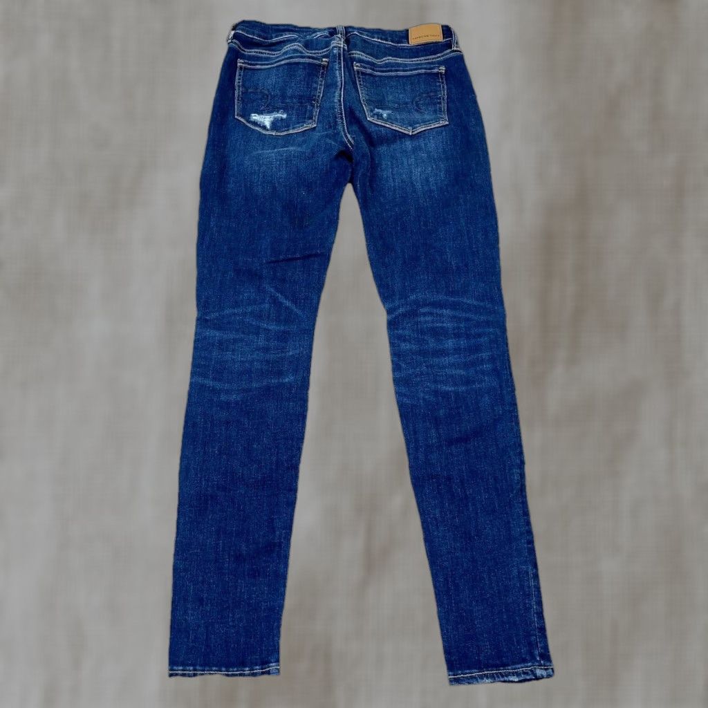 American Eagle Outfitters American Eagle Outfitters Jeans Jegging Women's size 4 Dark Wash Distressed Pockets 5-Pocket Stretch Mid Rise Blue Jeans A93 Size 27" / US 4 / IT 40 - 1 Thumbnail