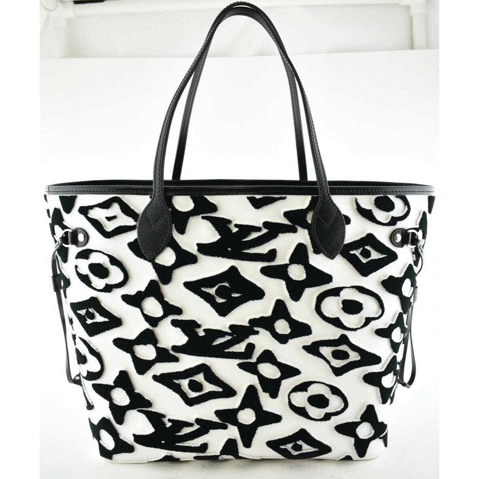 Louis Vuitton Louis Vuitton Neverfull Black White Handle Shoulder Bag Size ONE SIZE - 4 Thumbnail