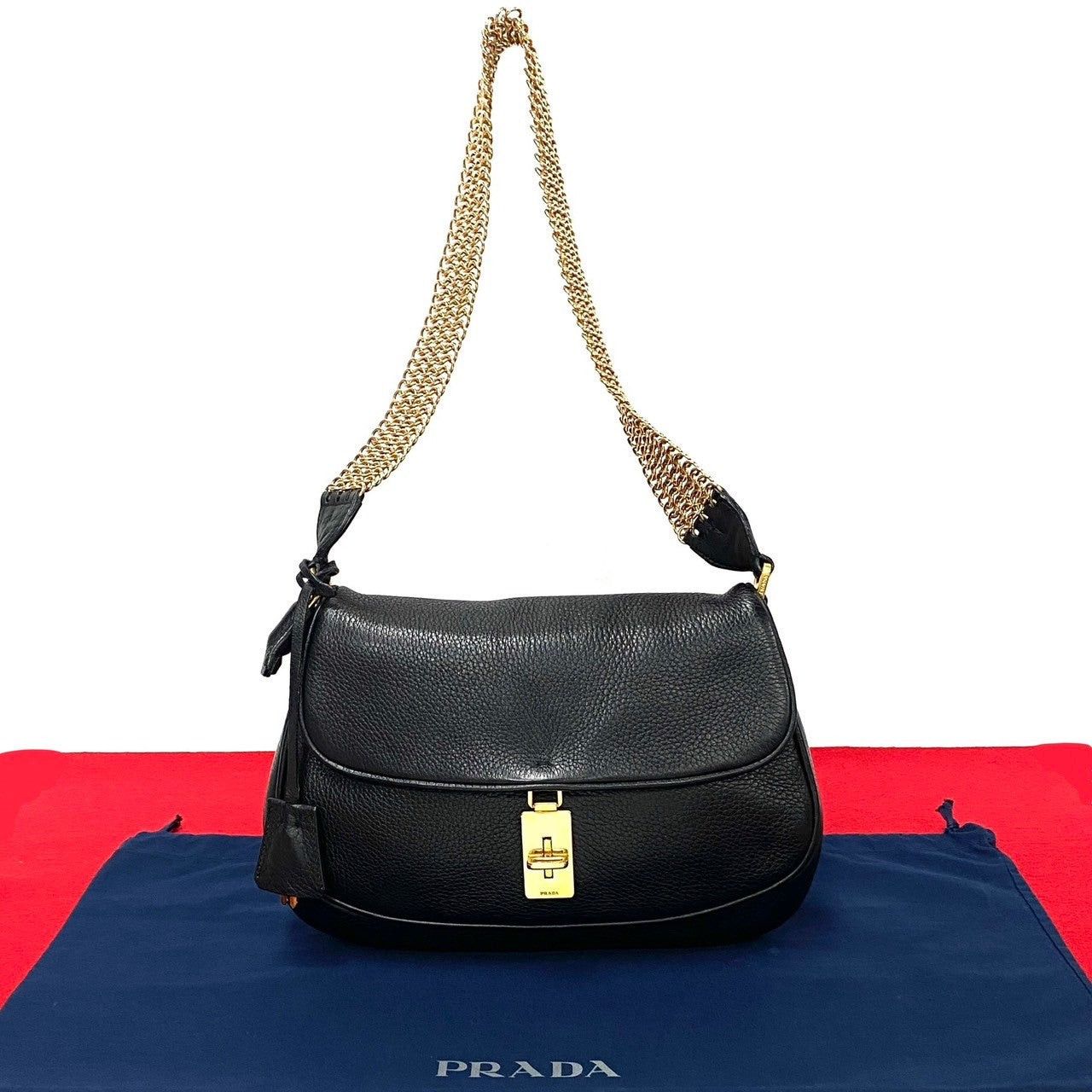 Prada Prada Shoulder Bag Black Leather Size ONE SIZE - 1 Thumbnail