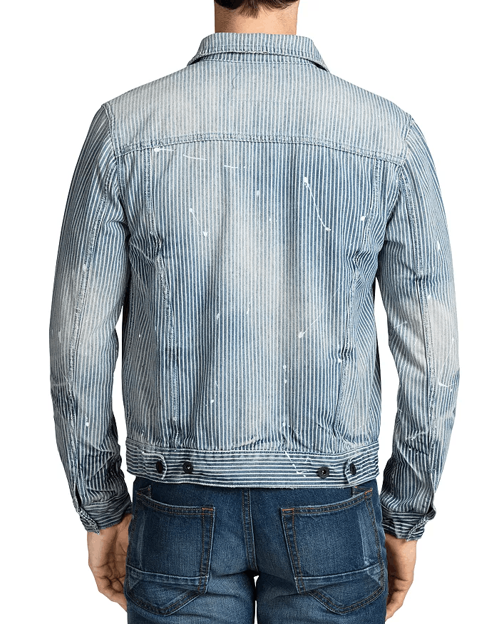 Designer × Prps PRPS Hickory Paint-Splattered Stripe Denim Jacket Sz M RARE Size US M / EU 48-50 / 2 - 2 Thumbnail